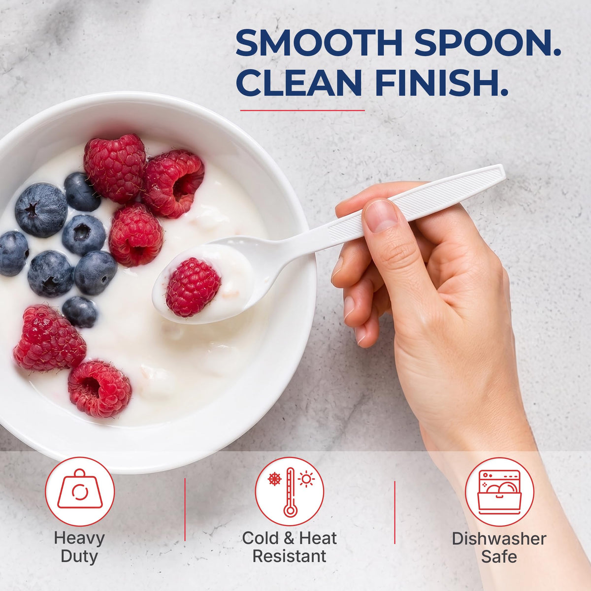 Extra Heavy Duty Plastic Teaspoons Disposable Bulk Utensils - BluShine Official Imagery - 8