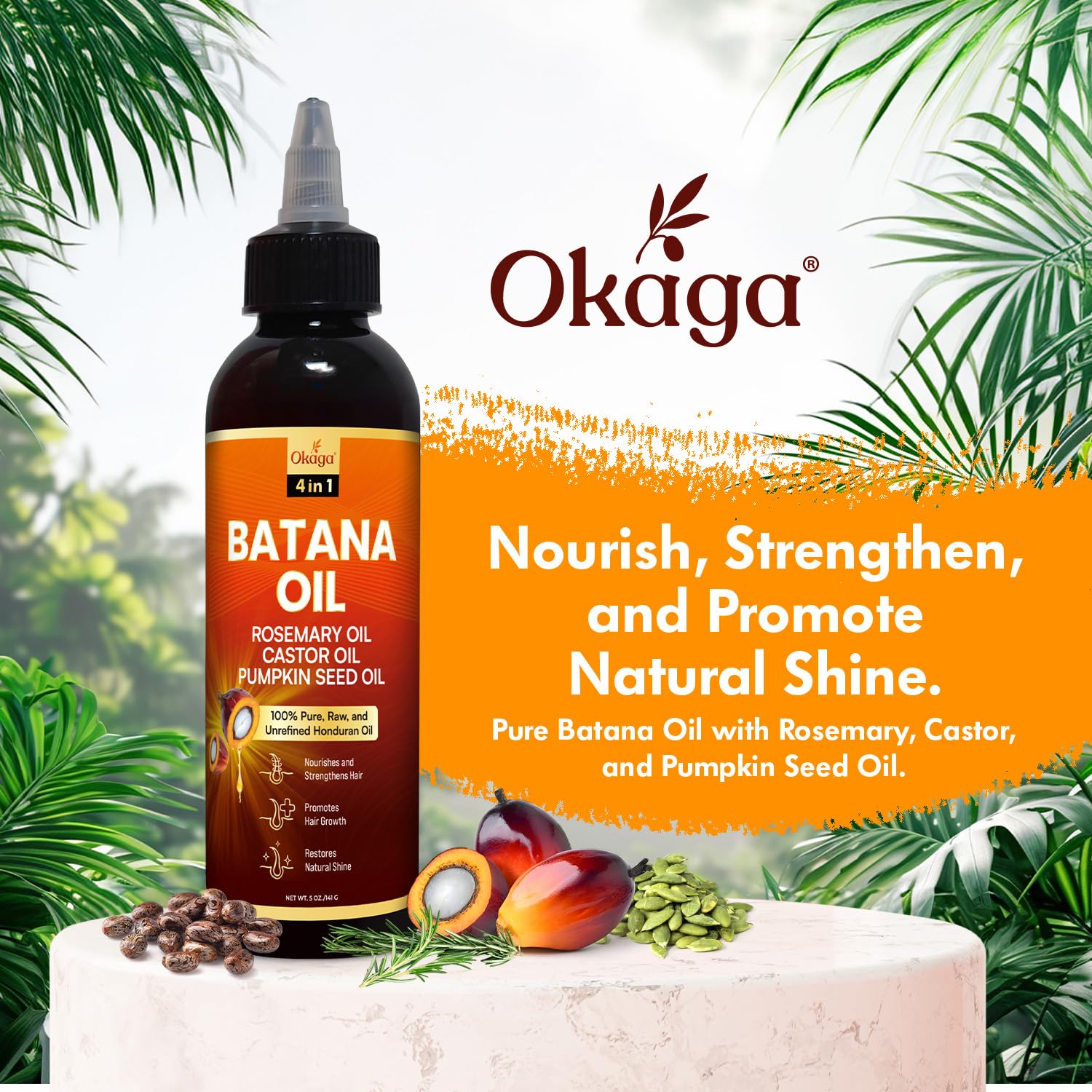 Okaga Batana Oil for Hair Growth, 100% Pure Unrefined Honduran, Rosemary - Okaga Official Product View 3