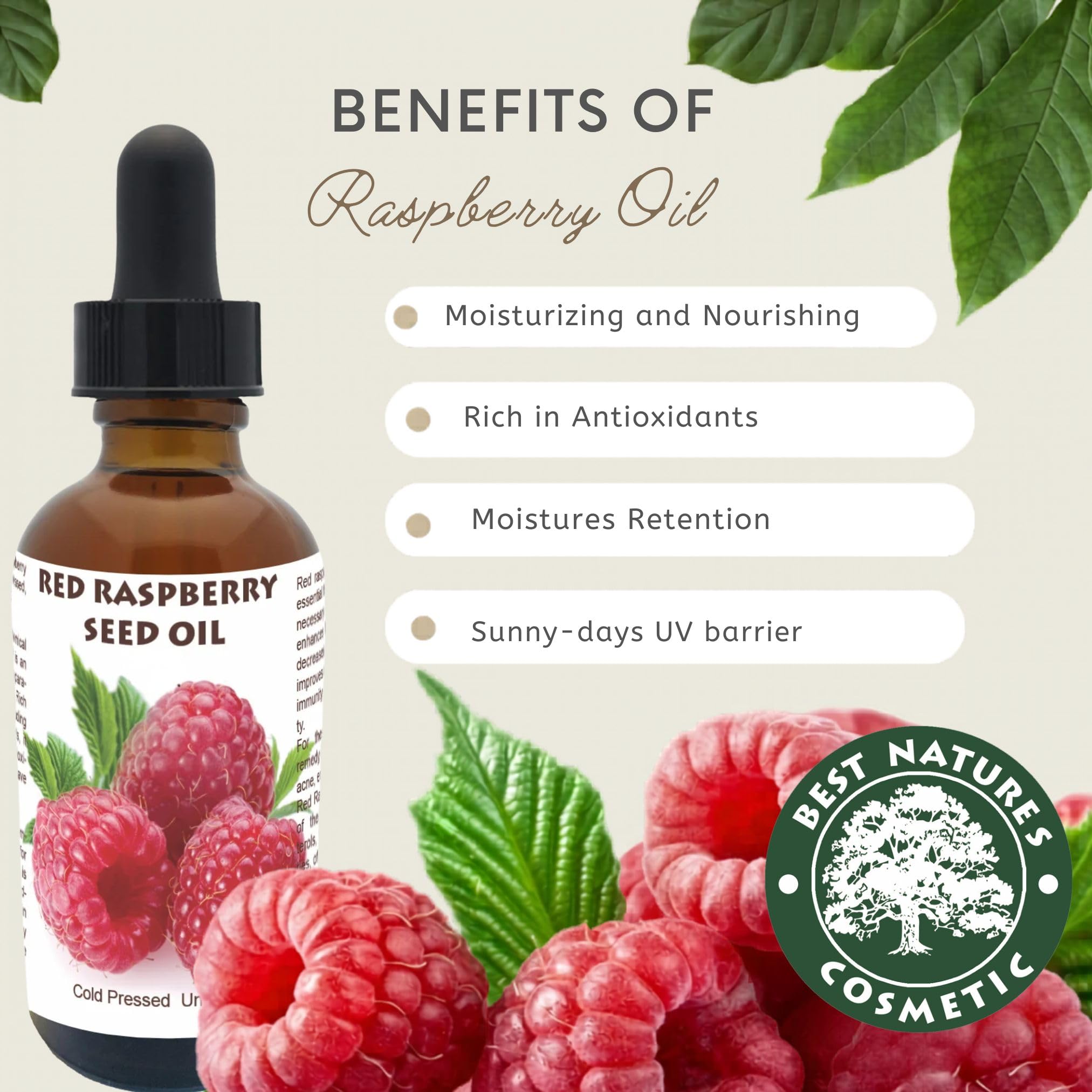 Best Nature's Cosmetics Best Nature's Red Raspberry Seed Oil – 100% Pure, - Best Nature's Cosmetics Official Product View 7