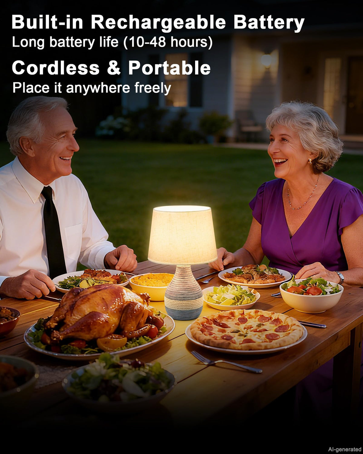 13 H Small Rechargeable Cordless Ceramic Table Lamp Coastal - INTELIVE Official Imagery - 3