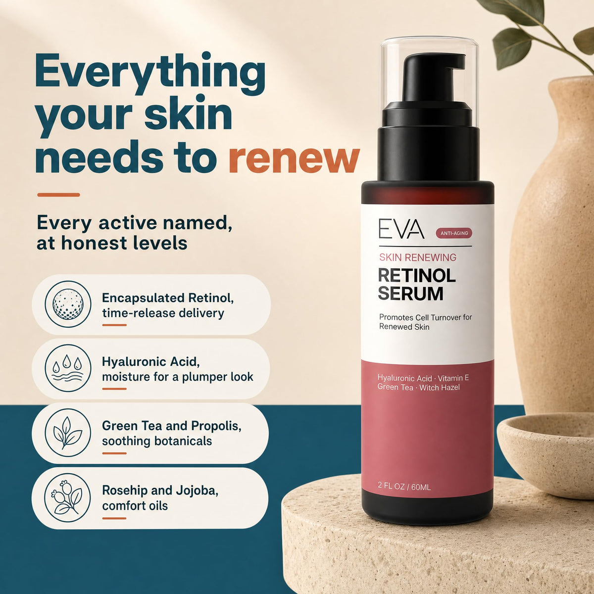Eva Naturals Retinol Serum for Face Night Serum with - Eva Naturals Official Imagery - 7