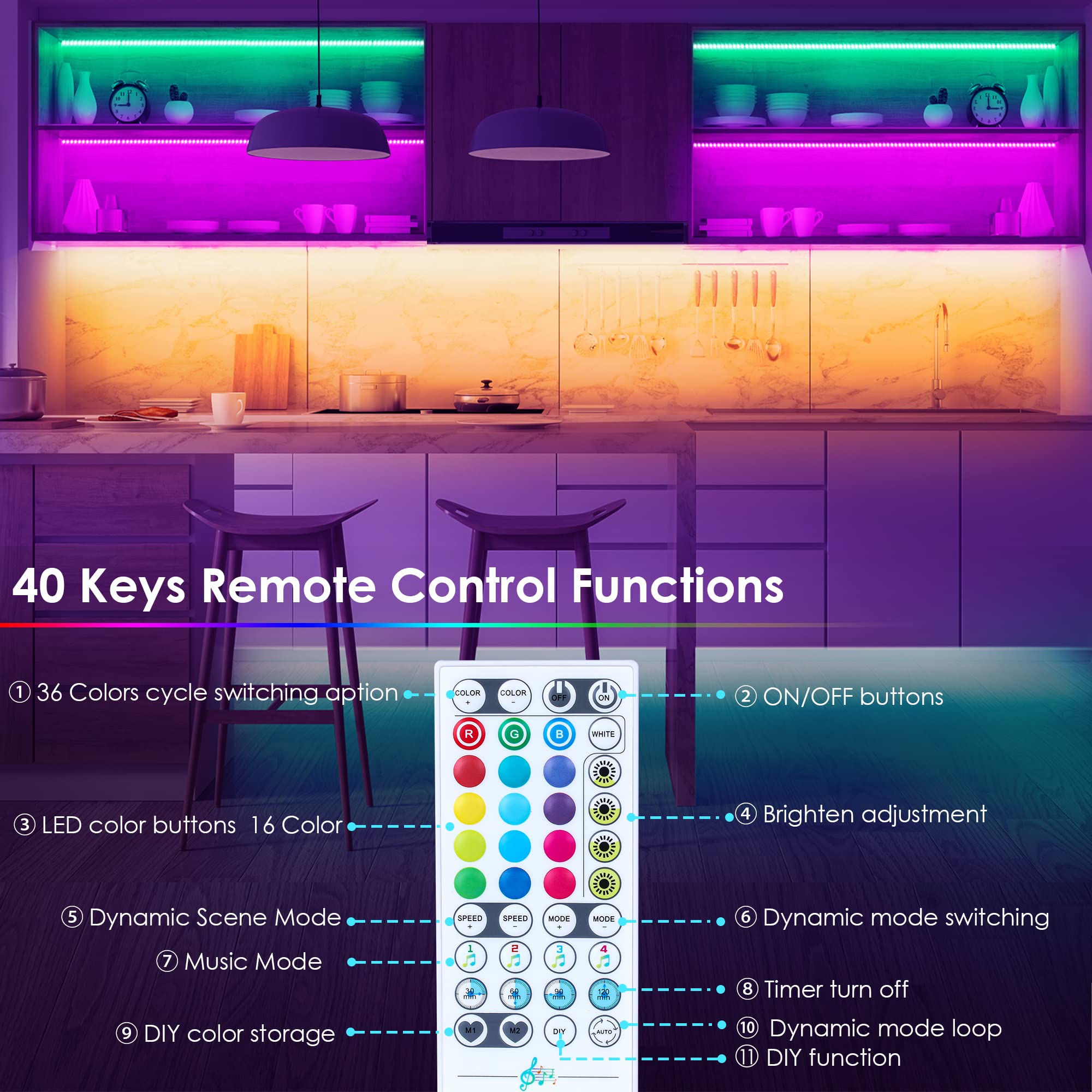 maylit 10 PCS 20in Smart RGB Under Cabinet Lights Kit - maylit Official Product View 4