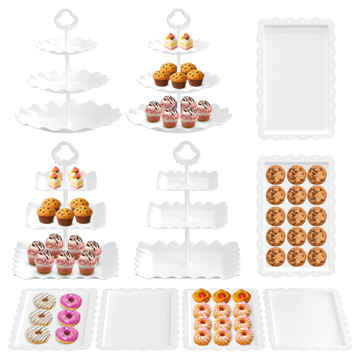10Pc Dessert Table Display Set 3 Tiered Cupcake Stand Cake - RICCLE Official Imagery - 1