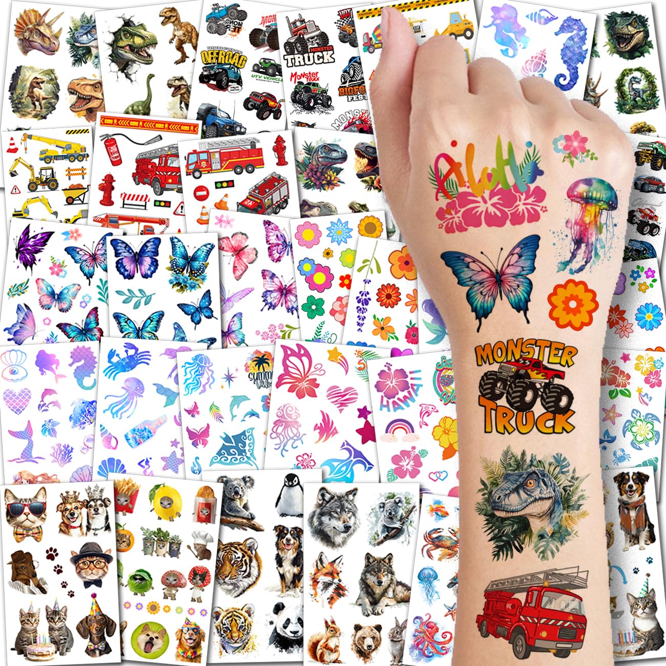 CHARLENT Temporary Tattoos for Kids - 320 Mixed Styles (36 - Product Imagery