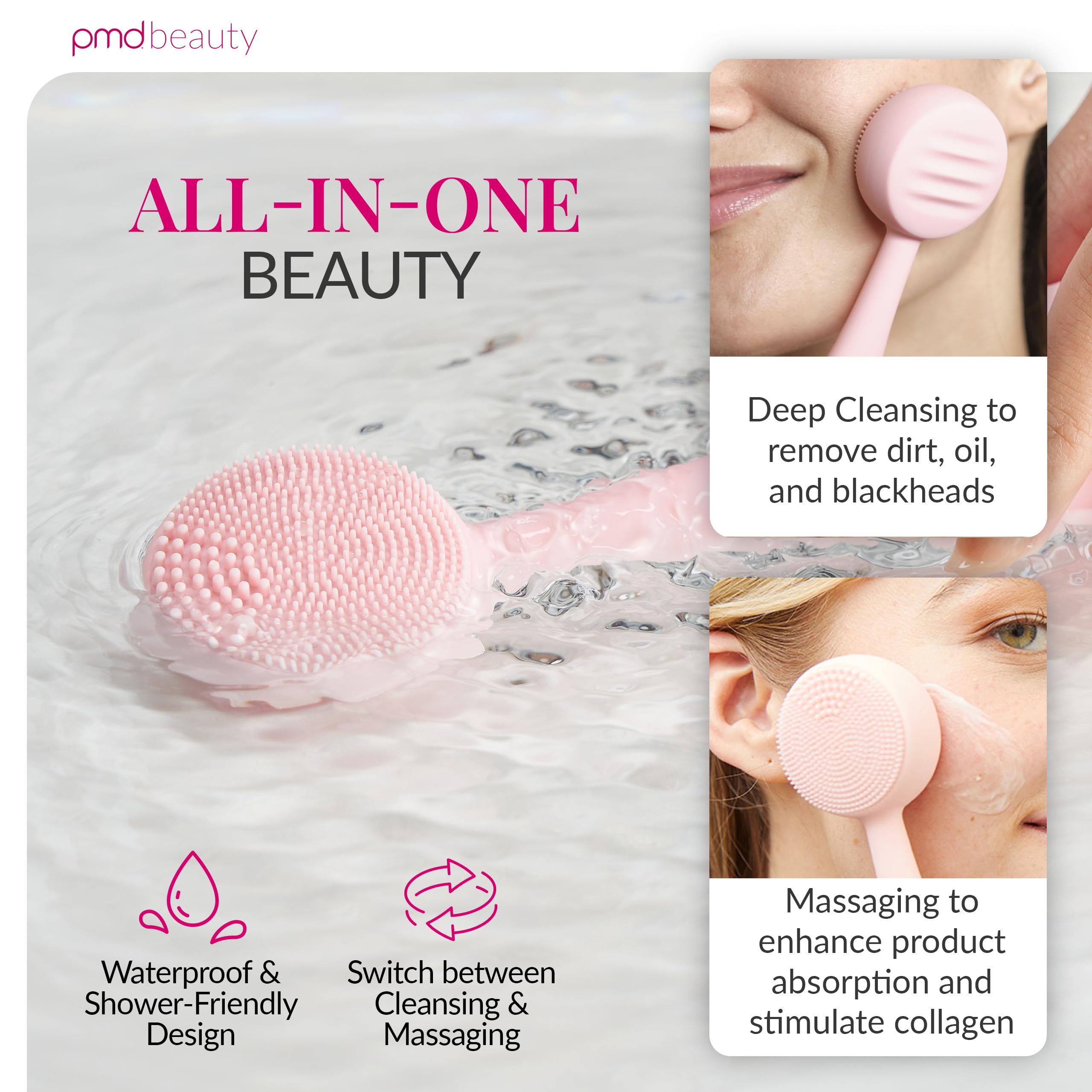 PMD Beauty Clean Facial Cleansing Brush Waterproof Silicone - Premium Selection Official Imagery - 4