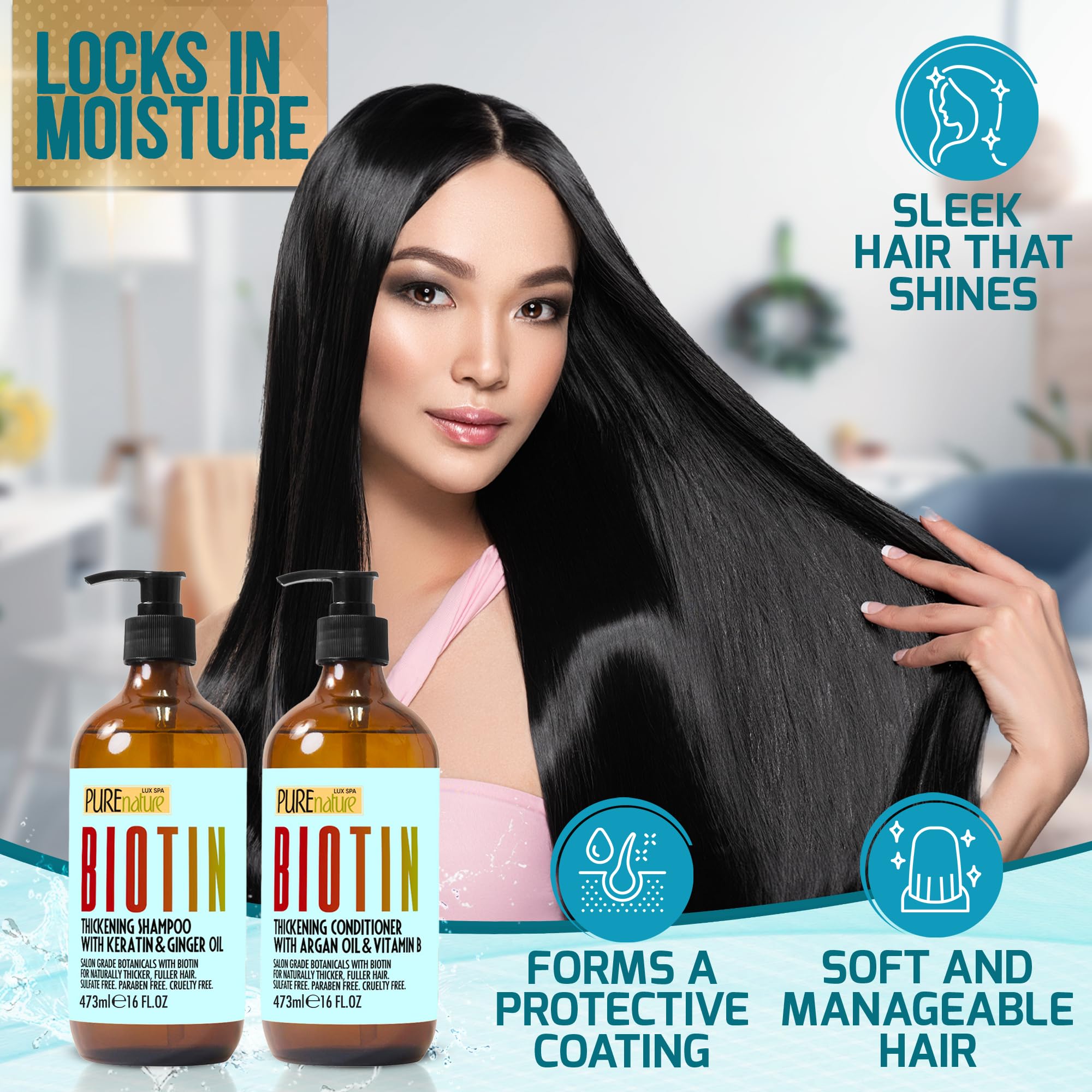 Biotin Shampoo and Conditioner Set - PURE NATURE LUX SPA Official Imagery - 6