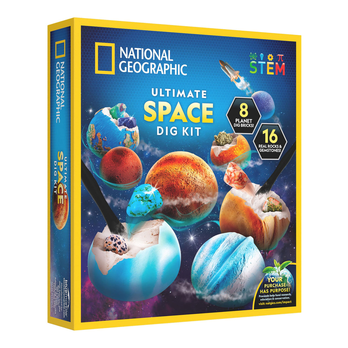 National Geographic Space Gemstone Dig Kit with 16 Real - Blue Marble Official Imagery - 1