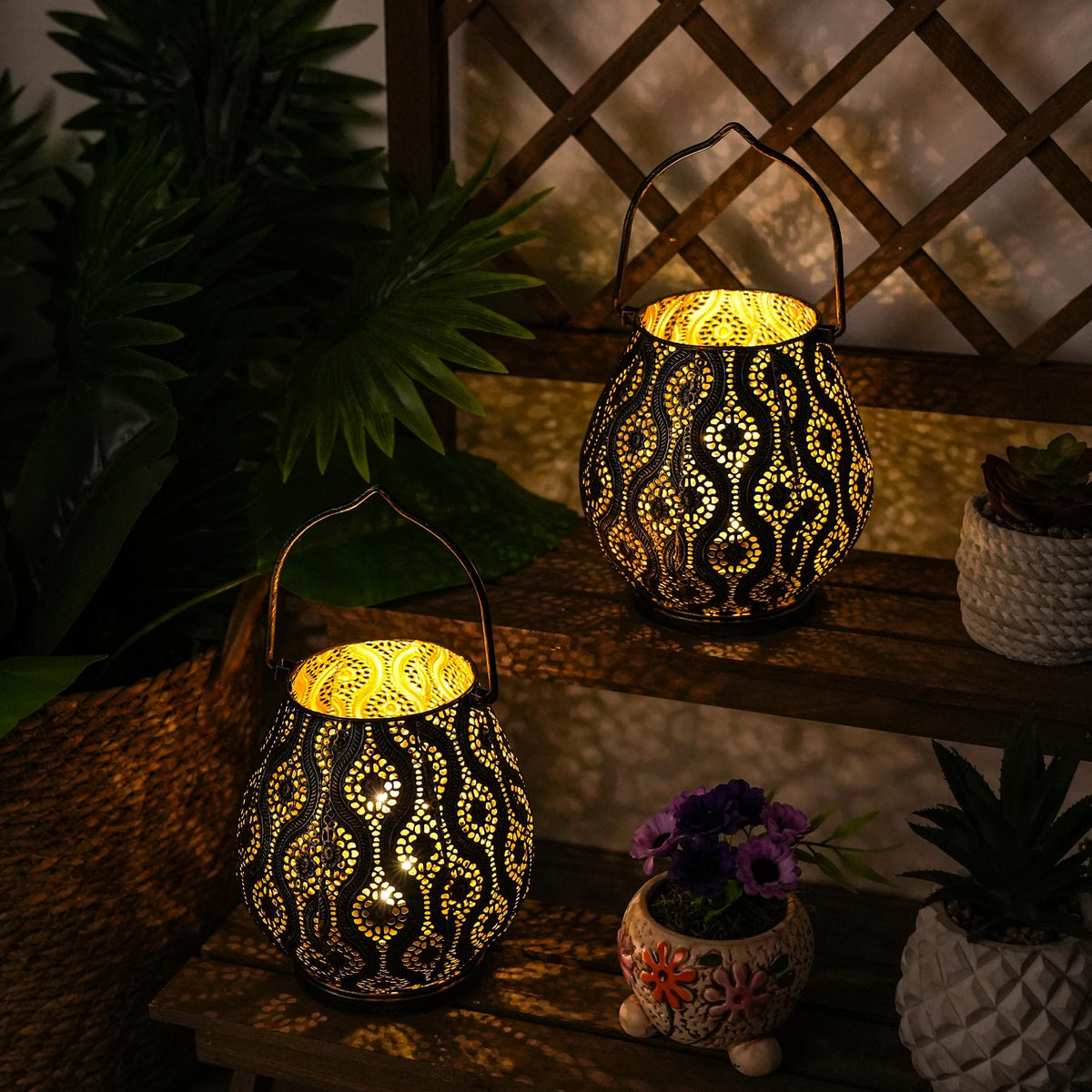 TRIROCKS Set of 2 Moroccan Decorative Lamps 8 High Cordless - TRIROCKS Official Imagery - 7