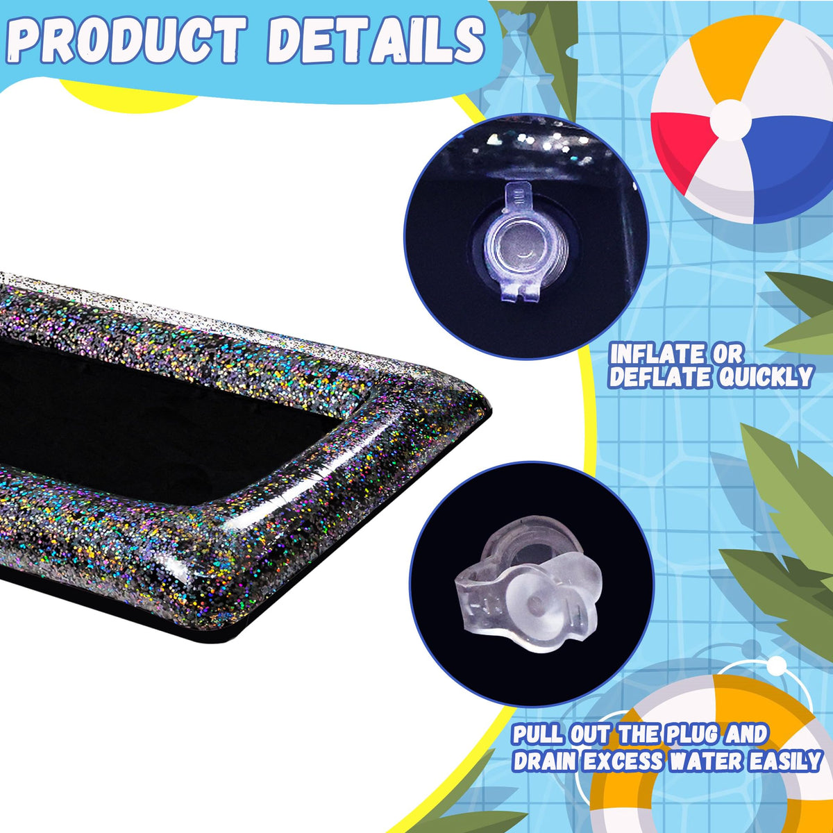 Inflatable Glitter Serving Bar 3Pcs with Drain Plug New - Animsco Official Imagery - 8