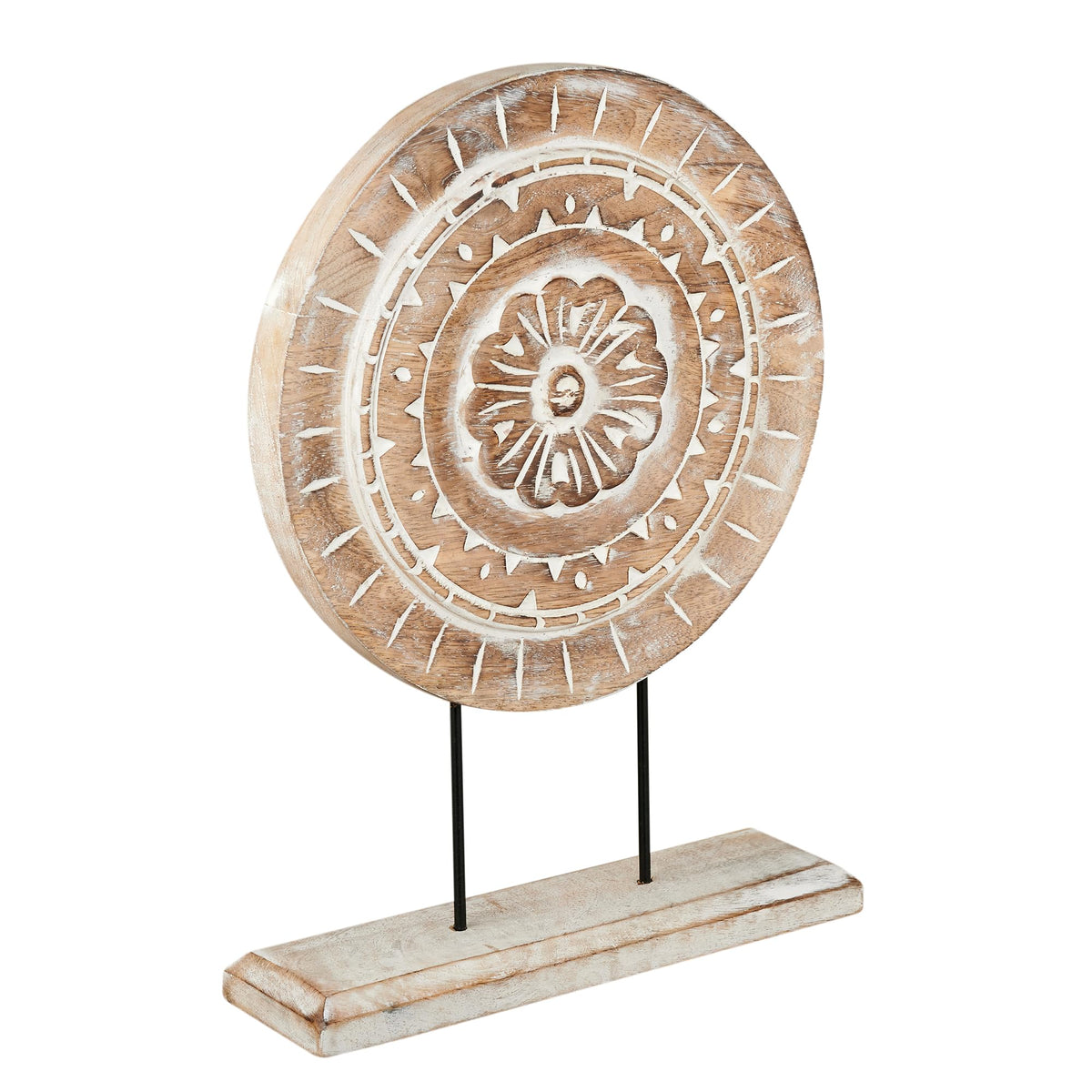 Farmhouse Table Sculpture Home Decor Statue Mandala Carved - Eximious India Official Imagery - 4