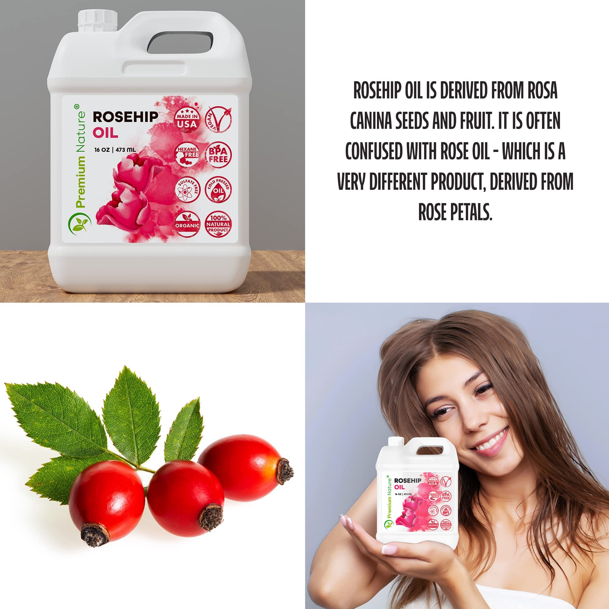 Premium Nature Rosehip Oil For Face , Rosehip Seed Pure Cold Pressed Unrefined - Premium Nature Official Product View 5