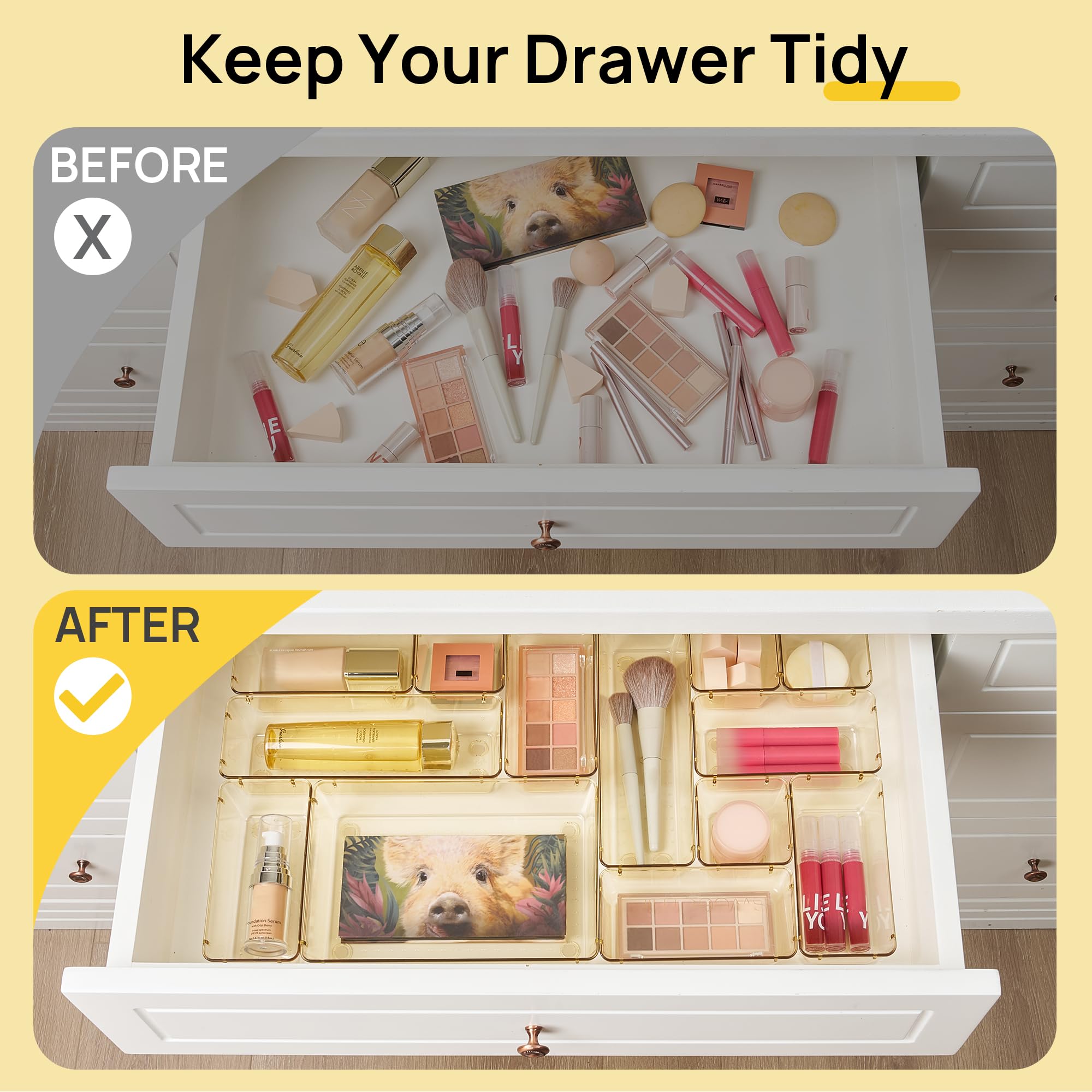 Vtopmart 25 Pack Plastic Drawer Organizers with Non-slip Rubber Pads - Vtopmart Official Product View 3
