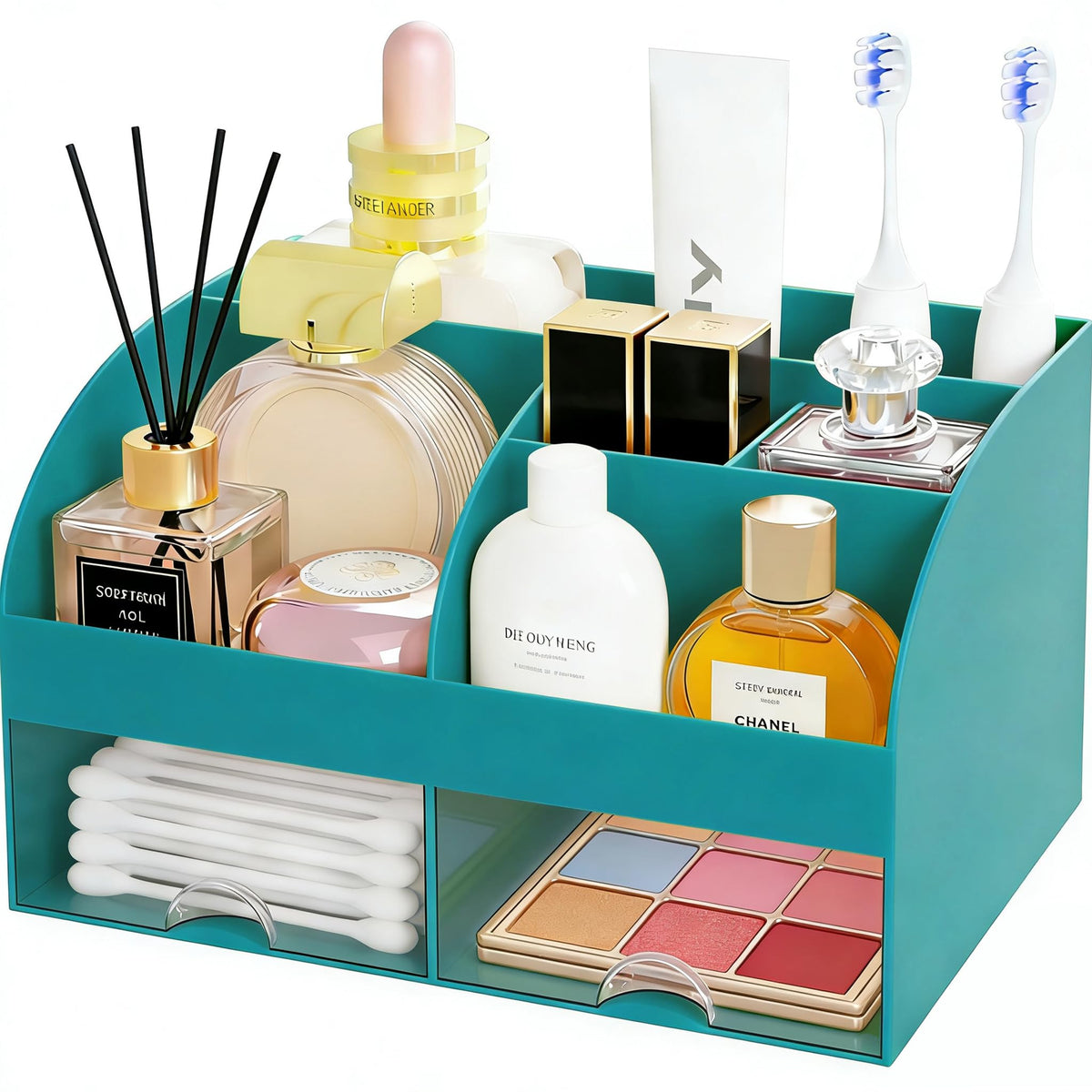 Makeup Organizer with 2 Drawers Countertop Cosmetic Storage - DIRZHX Official Product Imagery - 8