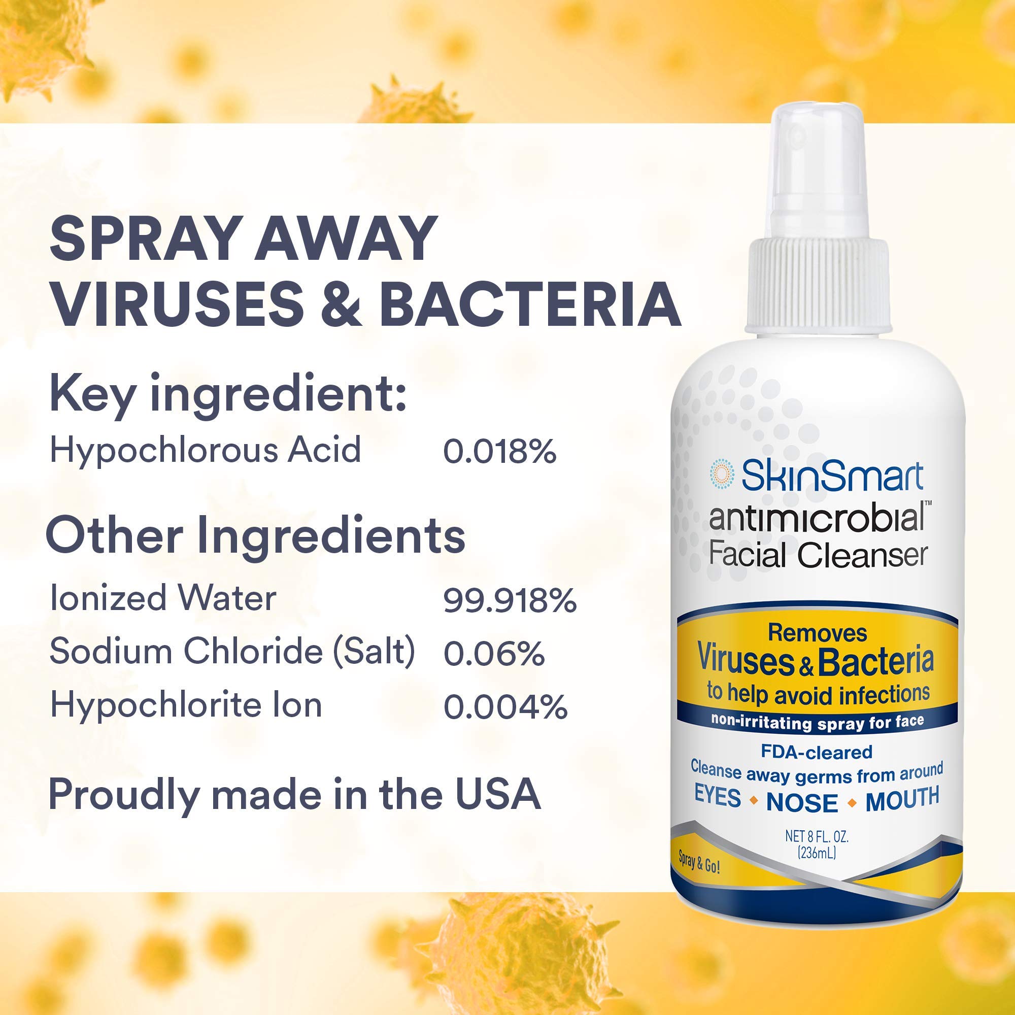SkinSmart Antimicrobial Facial Cleanser Spray, Remove Viruses 2 oz - View 7
