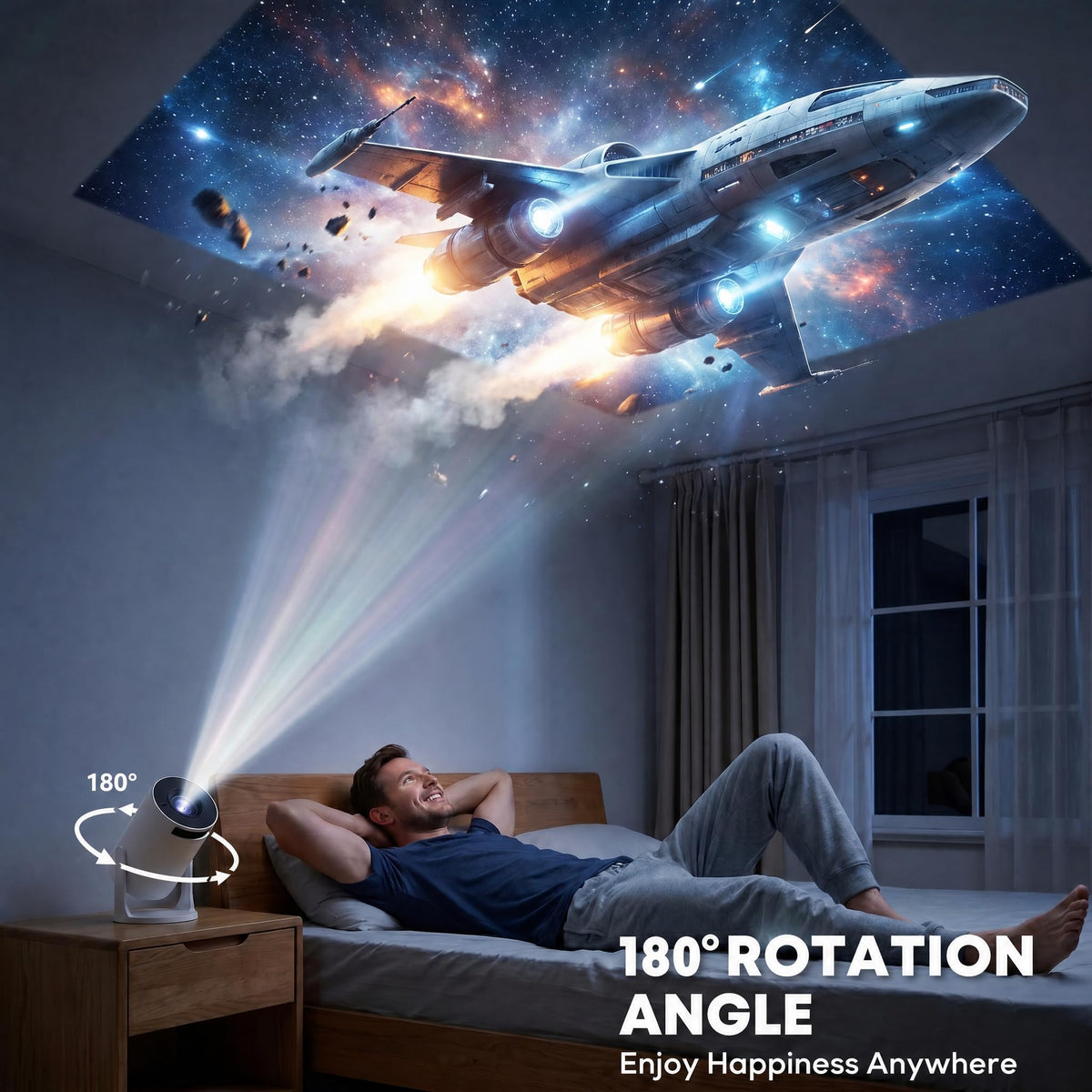 Portable Projector with 5W Audio Speaker 4K Support 180 - HAOYINGTOU Official Imagery - 6
