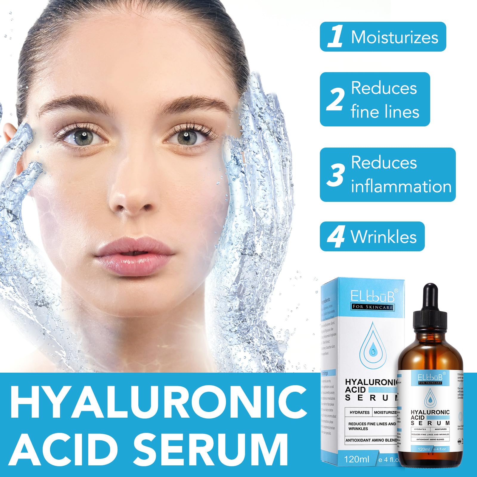 ELBBUB Hyaluronic Acid Serum for Face - Anti Aging & Moisturizing Wrinkle Seru - ELBBUB Official Product View 3