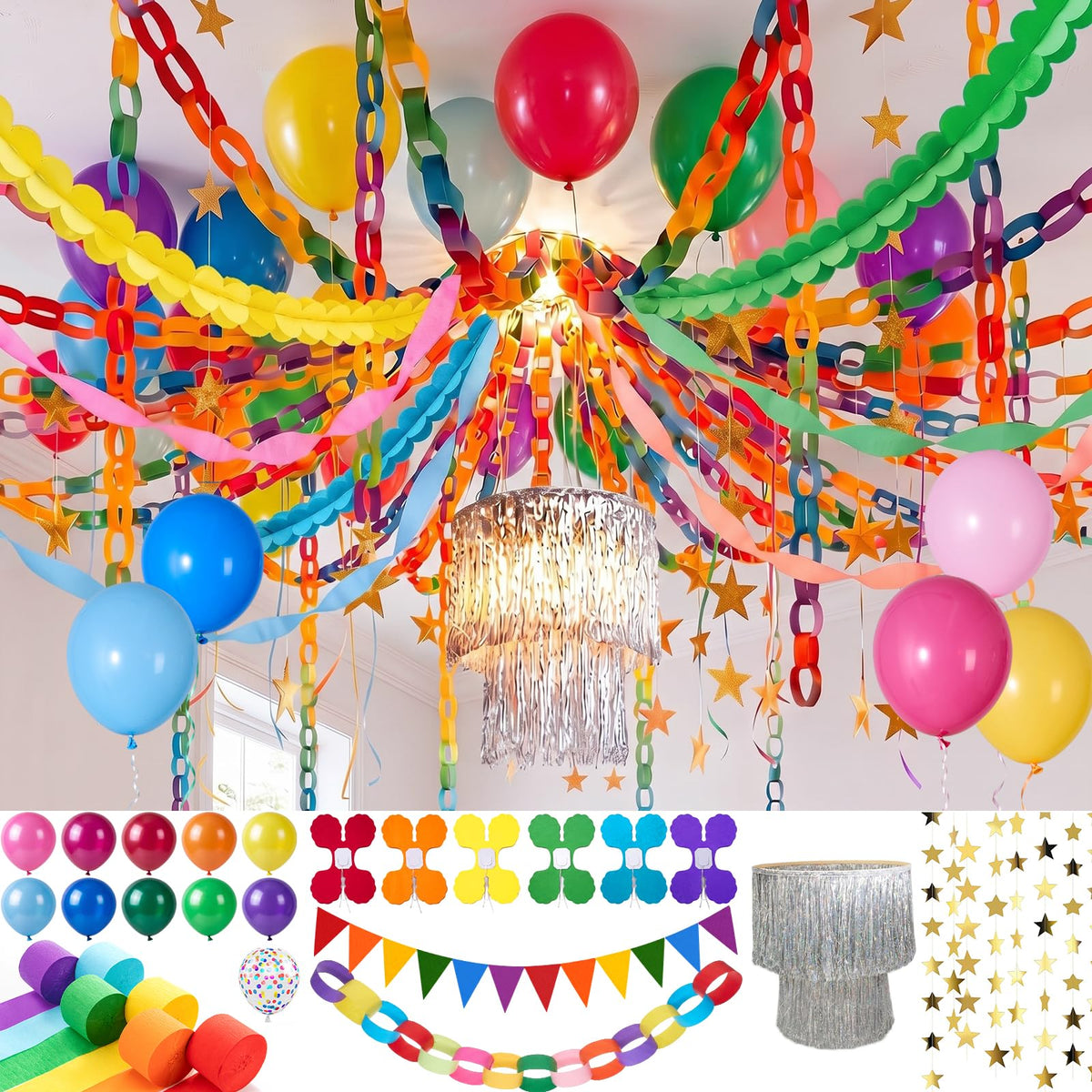 TaoBary Rainbow Party Decorations 492ft Crepe Streamers 600 - TaoBary Official Imagery - 1