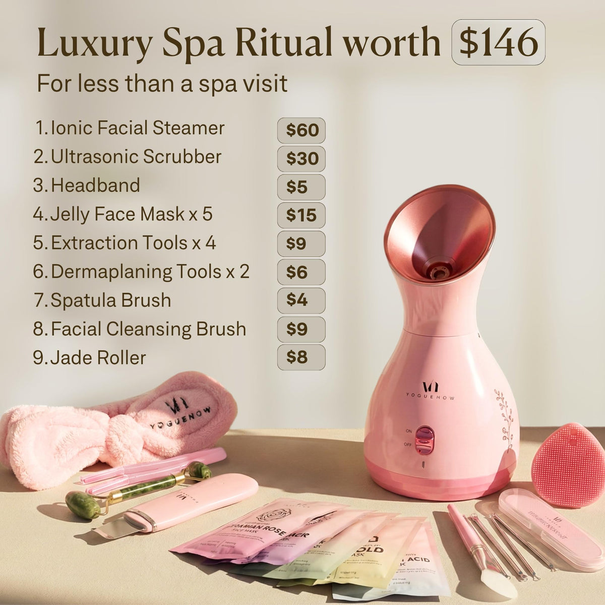 Facial Steamer Spa Kit with 17 Spa Tools for Complete At - VogueNow Official Imagery - 4