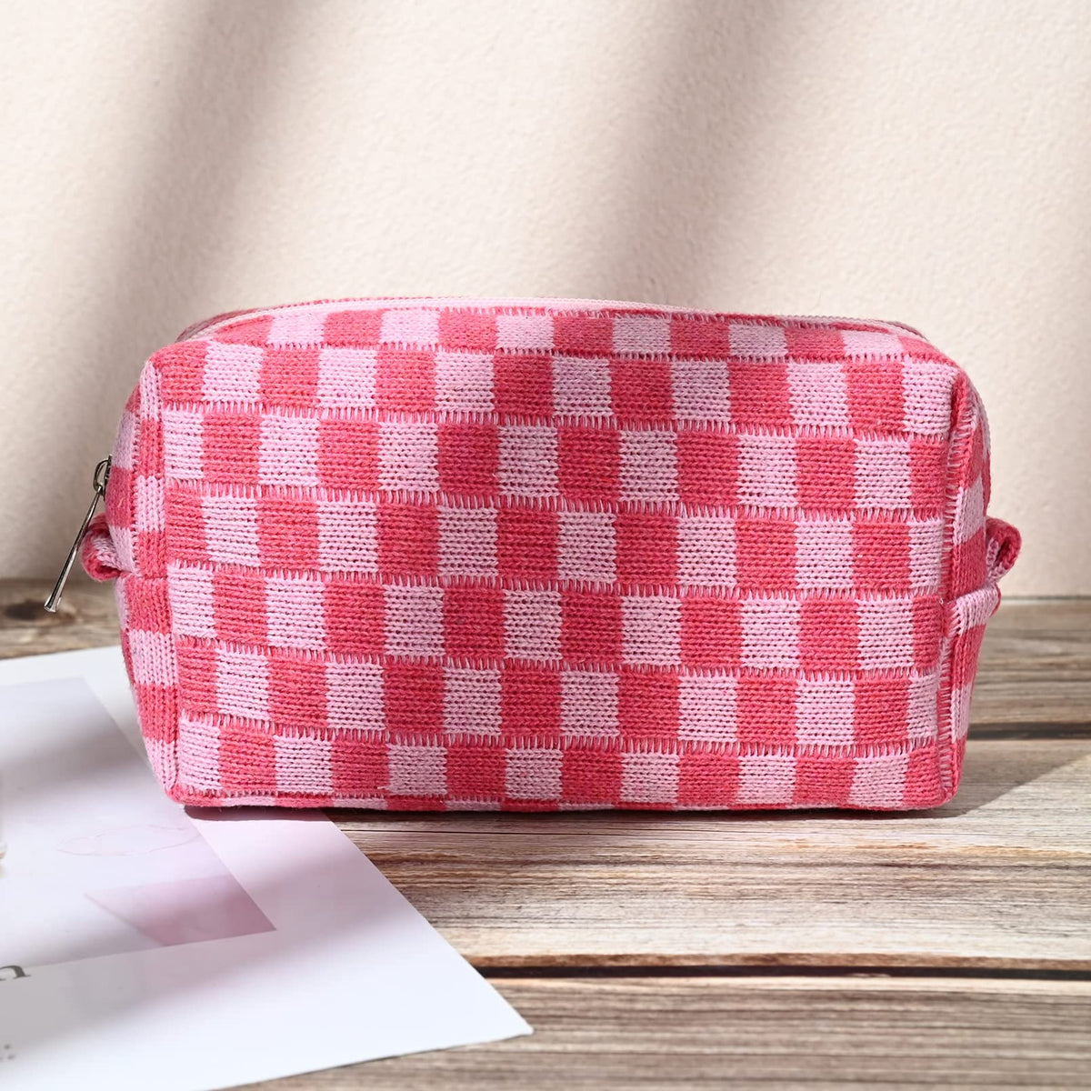 SOIDRAM 2 Pieces Makeup Bag Large Checkered Cosmetic Bag - SOIDRAM Official Product Imagery - 8