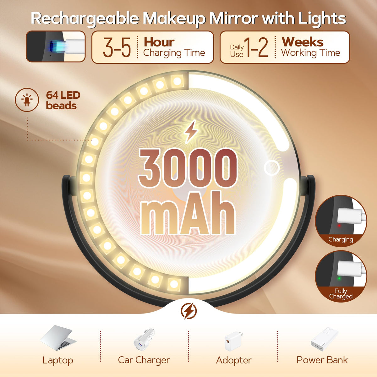 Makeup Mirror Double Sided Lighted Magnifying Mirror 30X - B Beauty Planet Official Imagery - 7