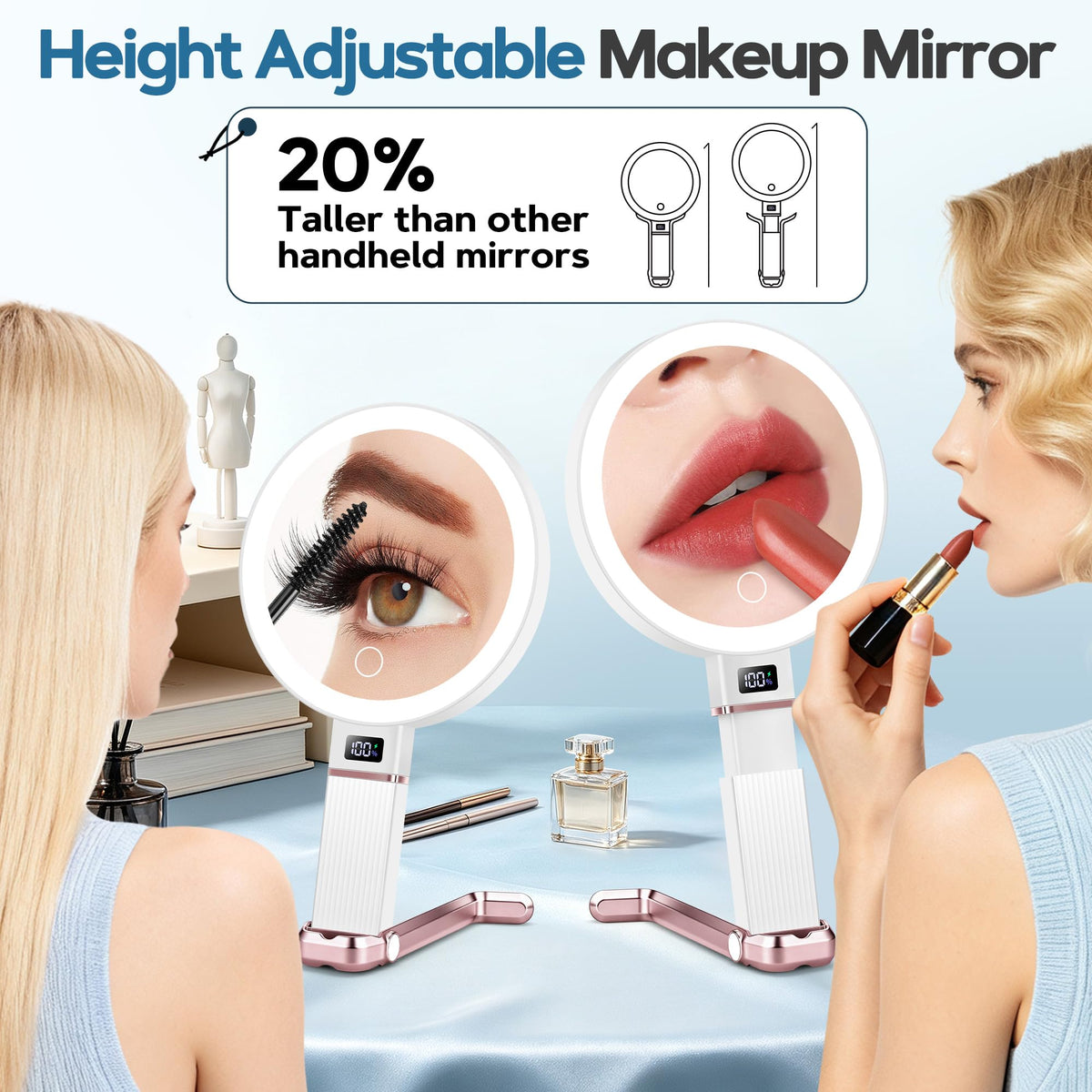 30X Travel Magnifying Mirror with Light Height Adjustable - MOMOKUBA Official Imagery - 6