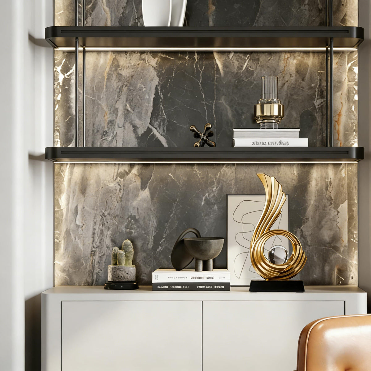AWNR Modern Gold Statue Decorations Home Living Room Console - AWNR Official Imagery - 5