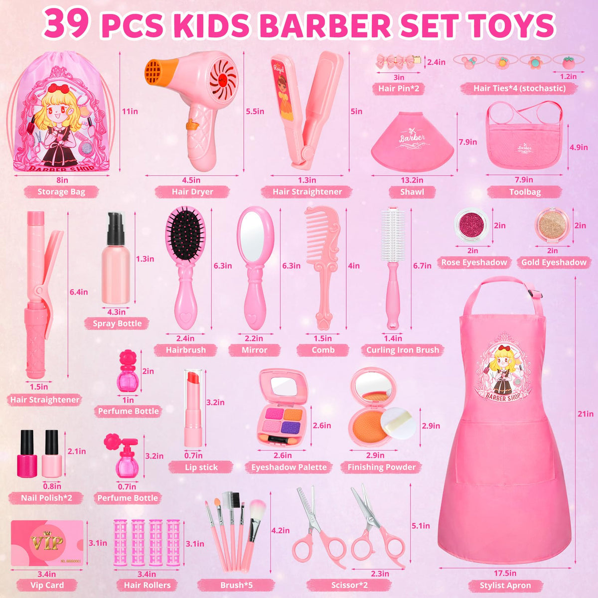 Hair Salon Toys for Girls 39 Pcs Pretend Play Makeup Toys - Hapgo Official Imagery - 6