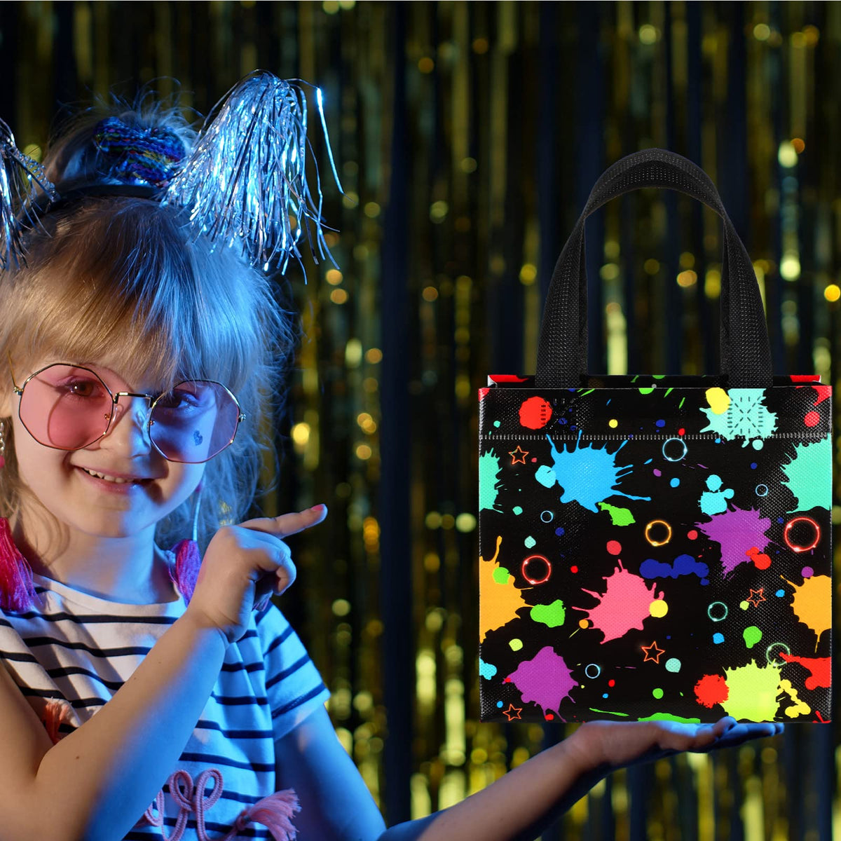 40 Pcs Glow in the Dark Neon Theme Party Decor Bags with - Sweetude Official Imagery - 3