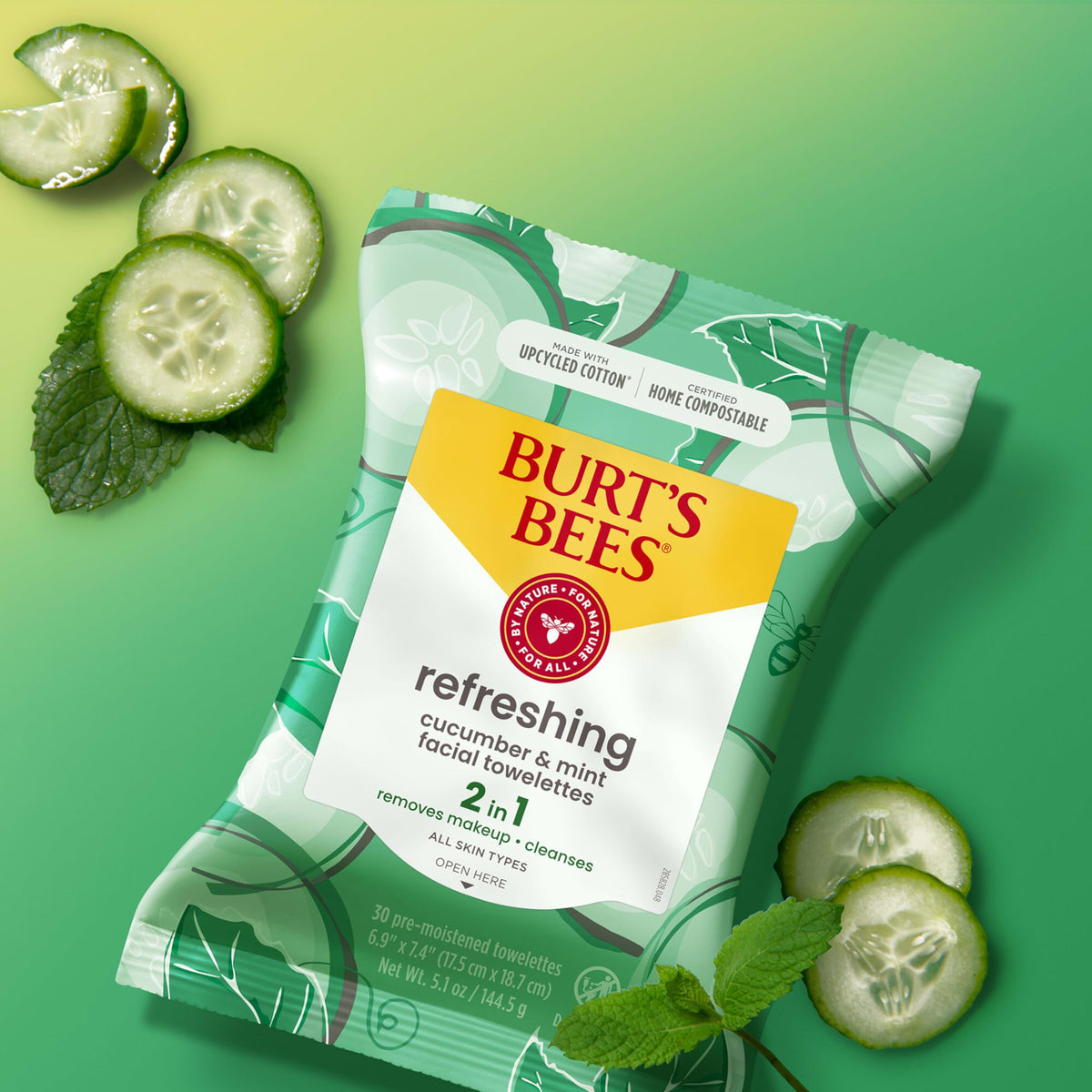 Burt s Bees Cucumber and Mint Face Wipes Refreshing Makeup - Burt's Bees Official Imagery - 7