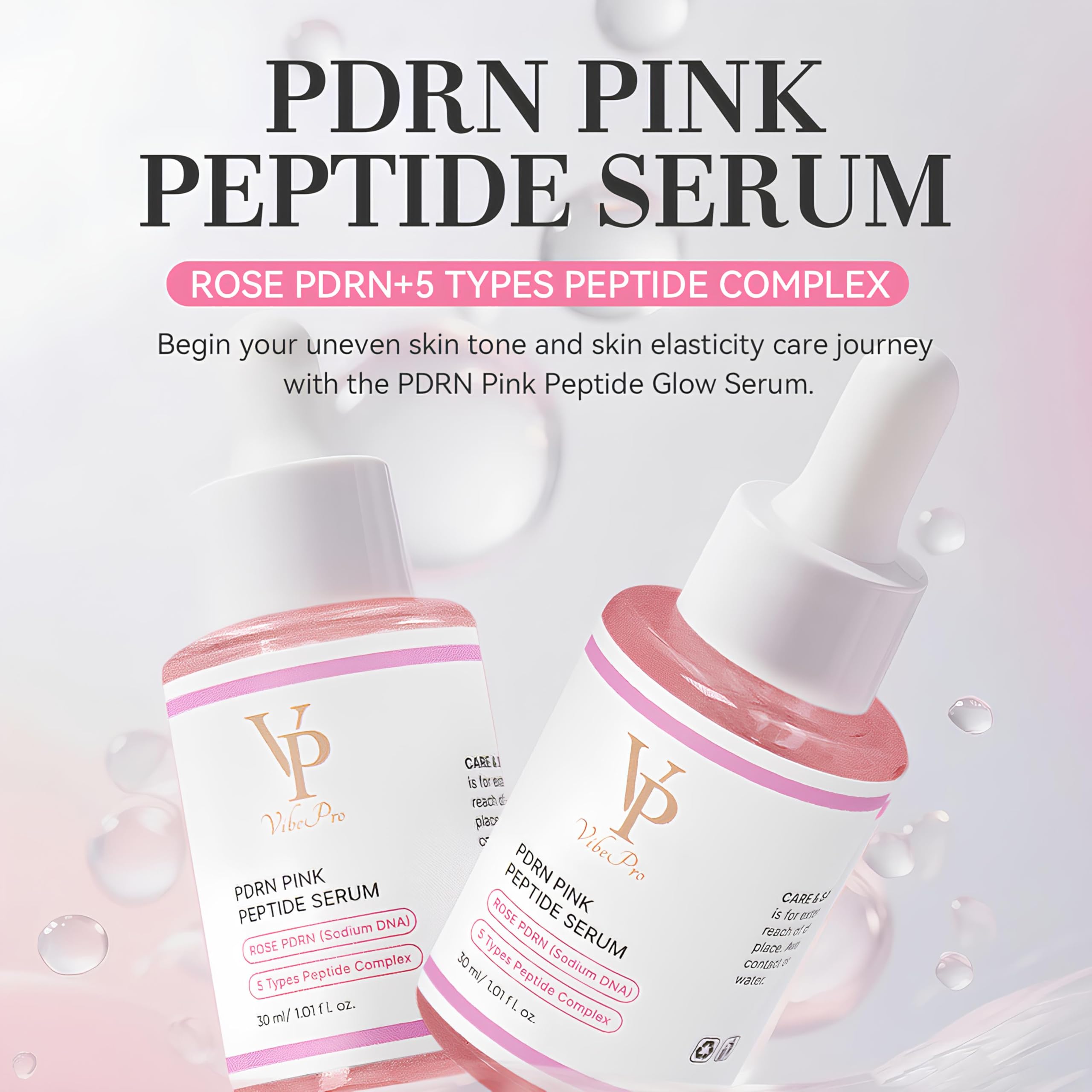 VP VibePro PDRN Pink Peptide Facial Serum, Lightweight Hydrating - VibePro