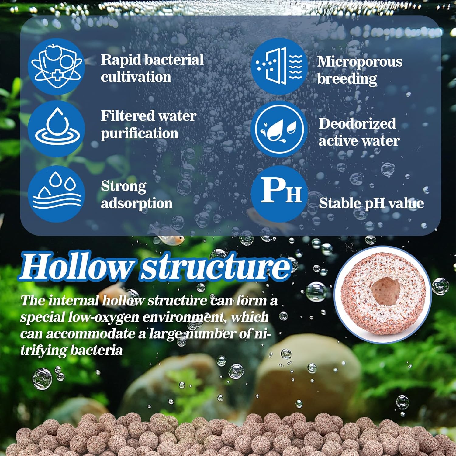 Sukh ceramic bio balls for fish tanks, nano-tech sphere filter media, natural bio-media for aquarium filtration system.