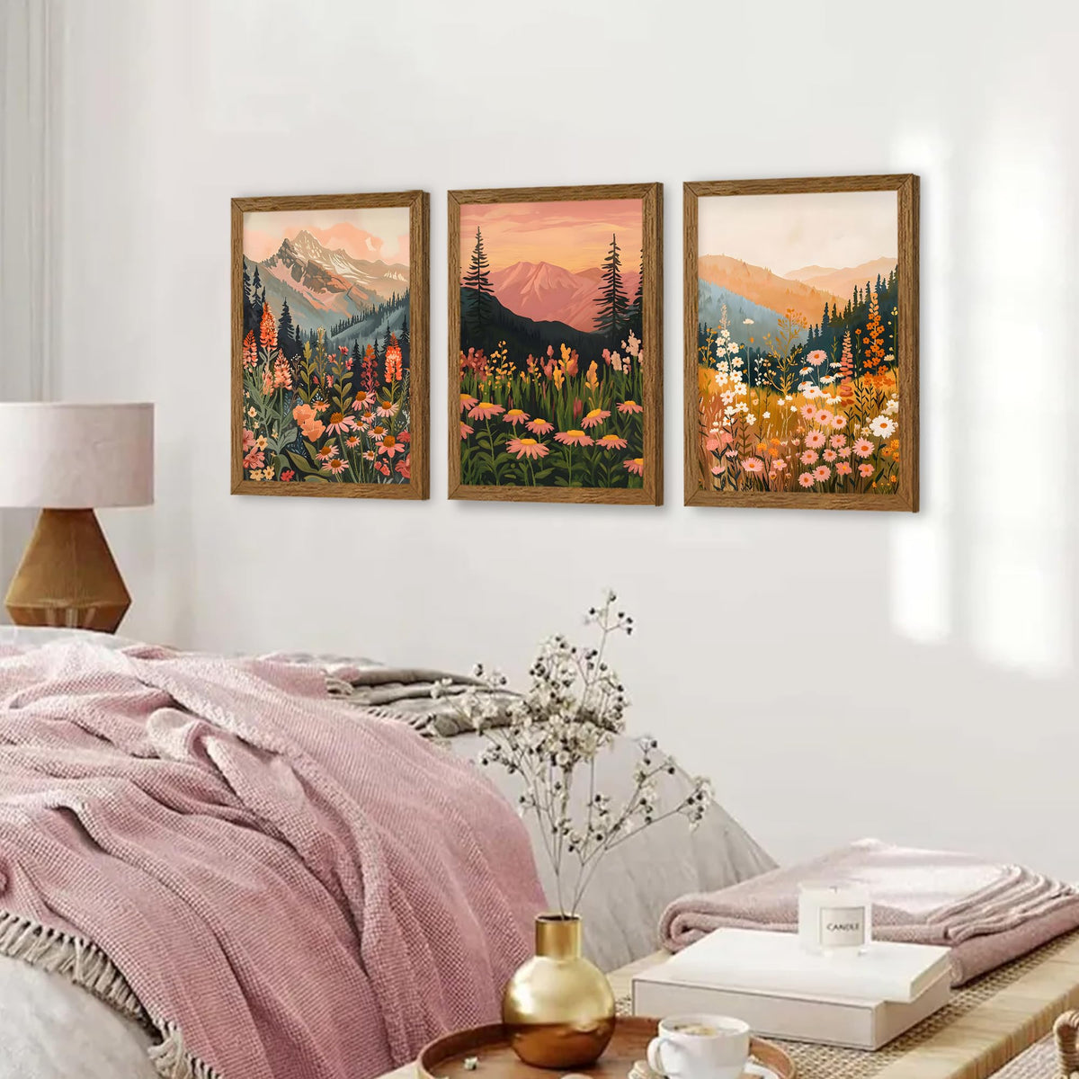 WRFON Botanical and Flower Canvas Wall Art Framed Mountain - WRFON Official Imagery - 4