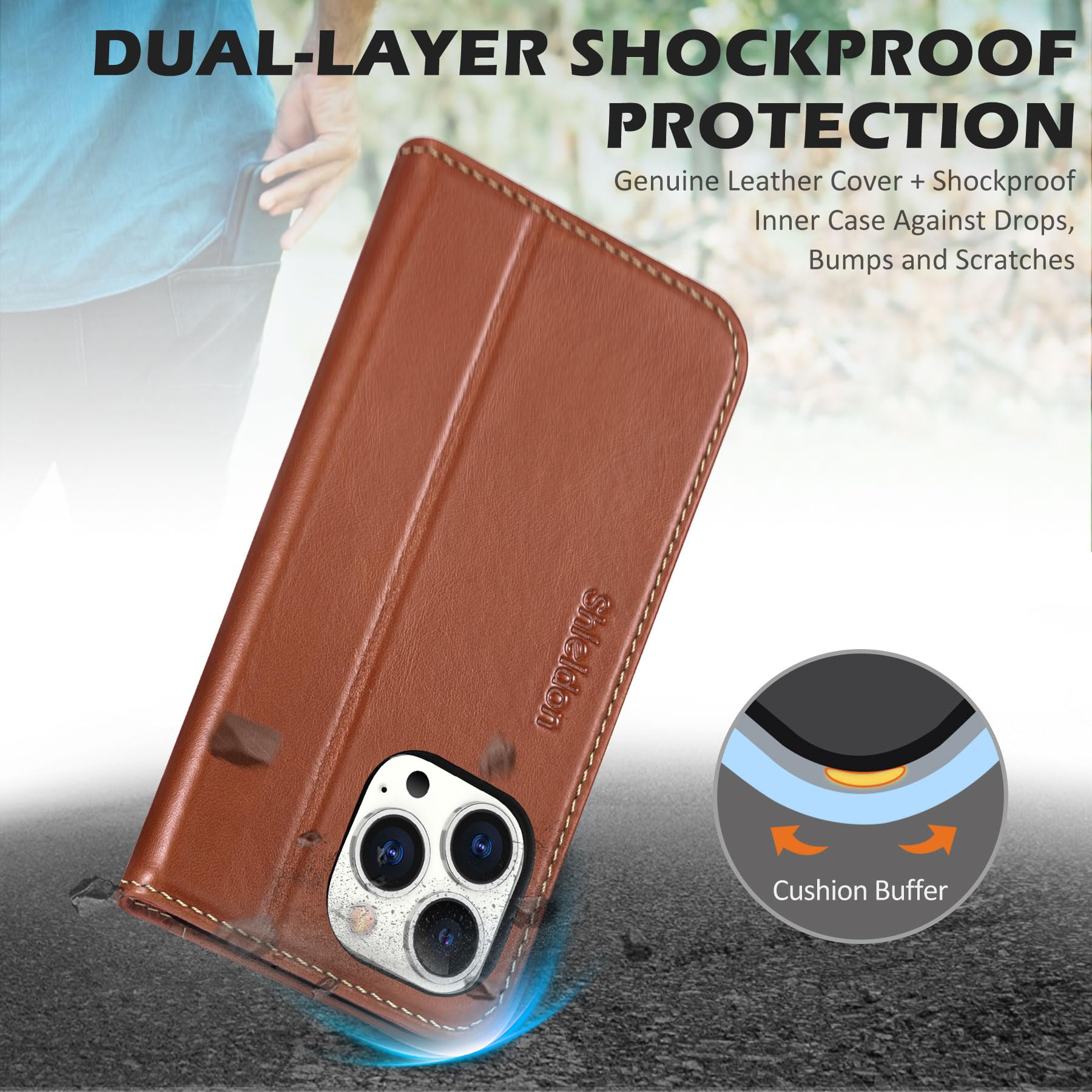 SHIELDON Genuine Leather Case Wallet for iPhone 14 Pro Max - SHIELDON Official Imagery - 6