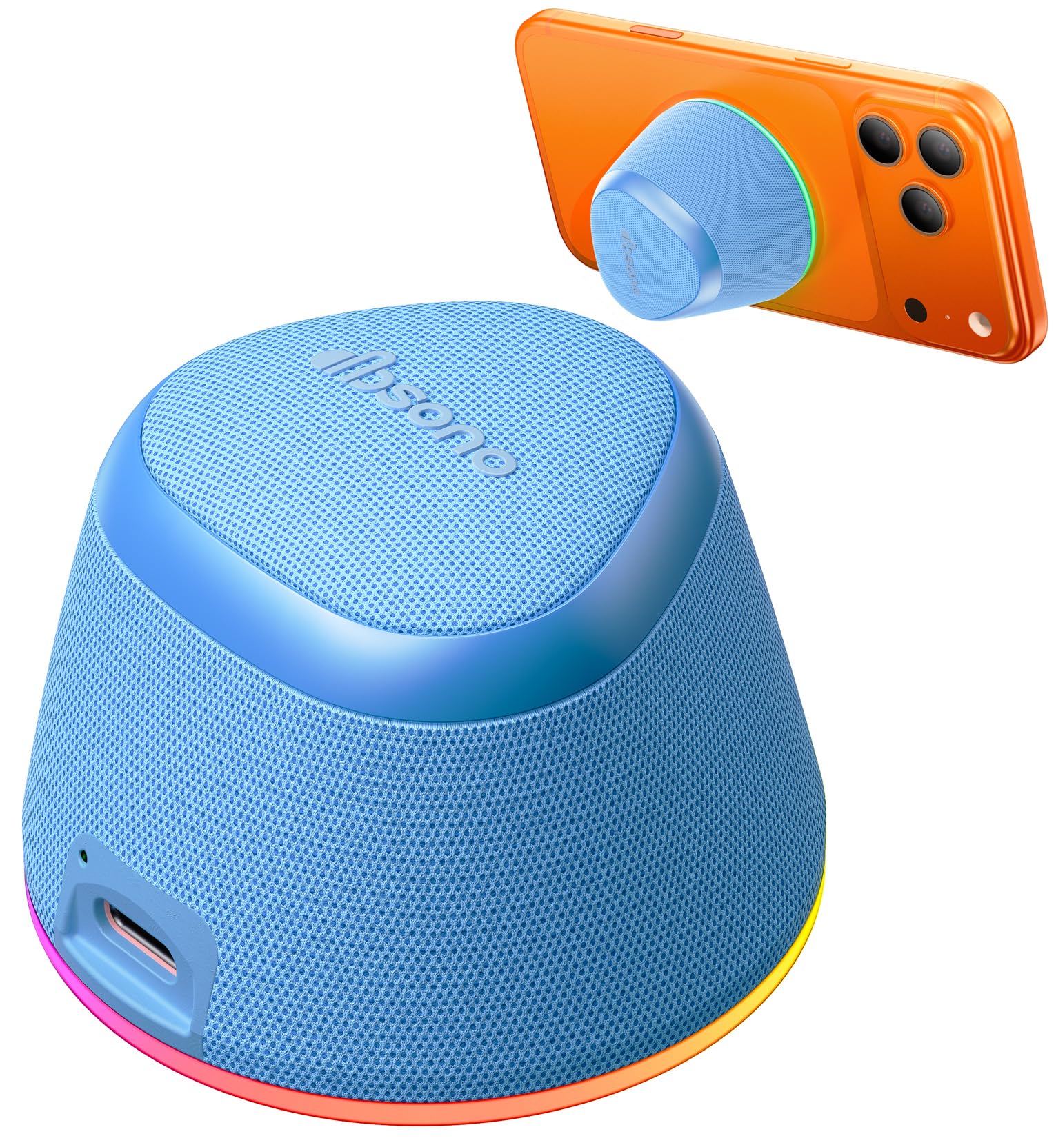 dbsono 2 in 1 Portable Magnetic Bluetooth Speaker, Phone Stand, Rose Pink - dbsono Official Product View 9