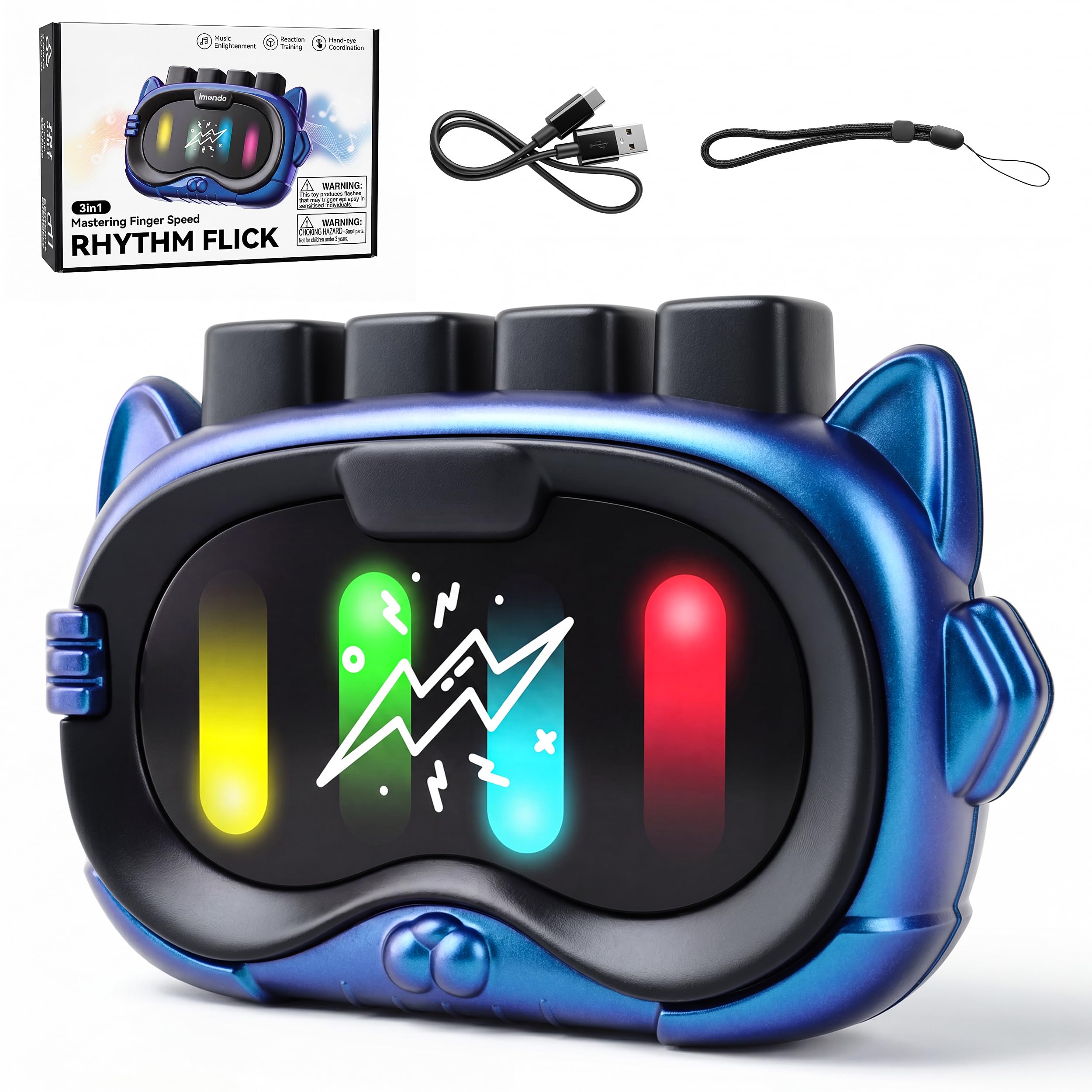 SMILESSKIDDO Music Rhythm Flick Smart Electronic Handheld Game, Blue - SMILESSKIDDO Official Product View 1