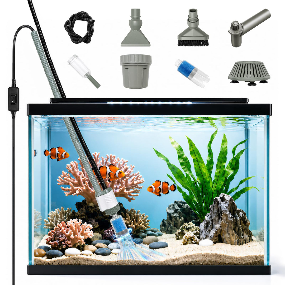 30W Aquarium Vacuum Gravel Cleaner 6 in 1 Electric Fish Tank - Bblira Official Imagery - 2
