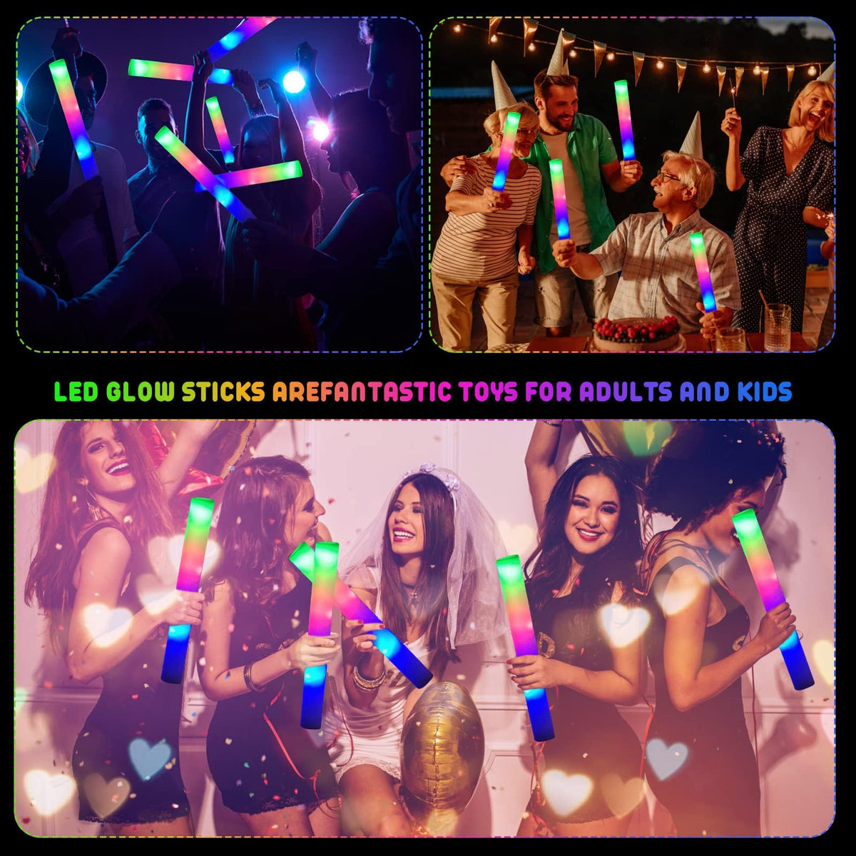 LifBetter Light Up Glow Sticks Bulk LED Foam Sticks in The - LifBetter Official Imagery - 8