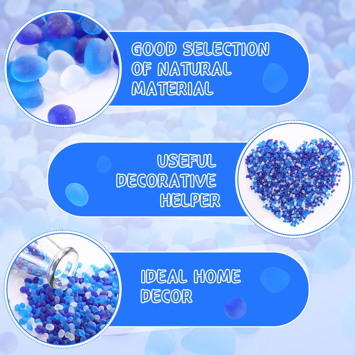 Sea Glass Stones 3 3LB Decorative Frosted Glass Pebbles - Acellegic Official Imagery - 5