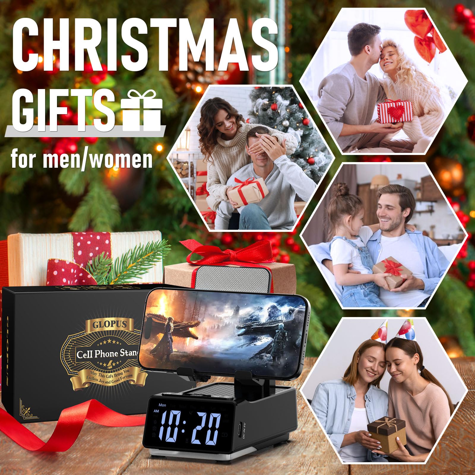 GLOPUS Cell Phone Stand with Wireless Bluetooth Speaker, HD Stere by GLOPUS - Angle View 2