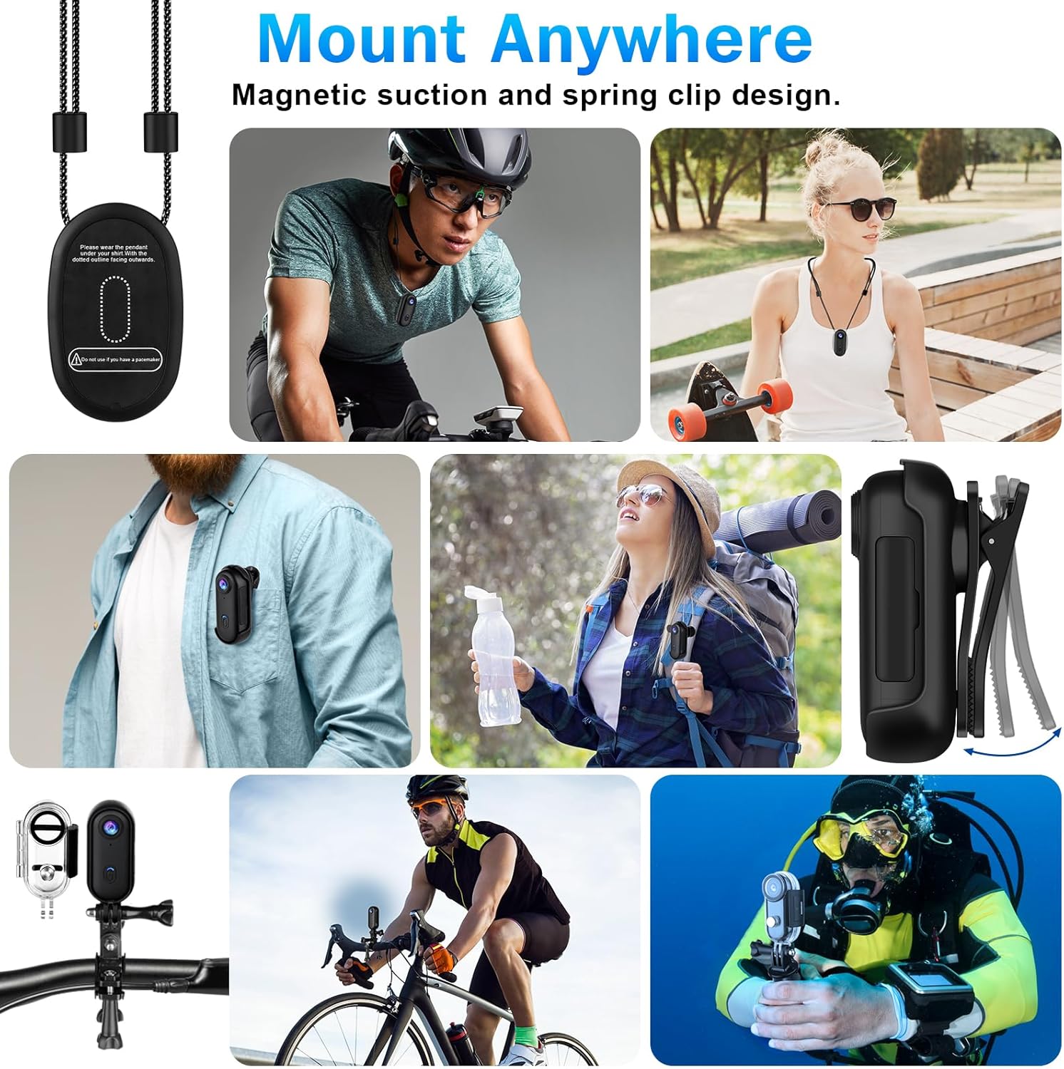 Sixmou i3 4K thumb-sized action camera mounted on a helmet, showcasing its compact design and versatile mounting options