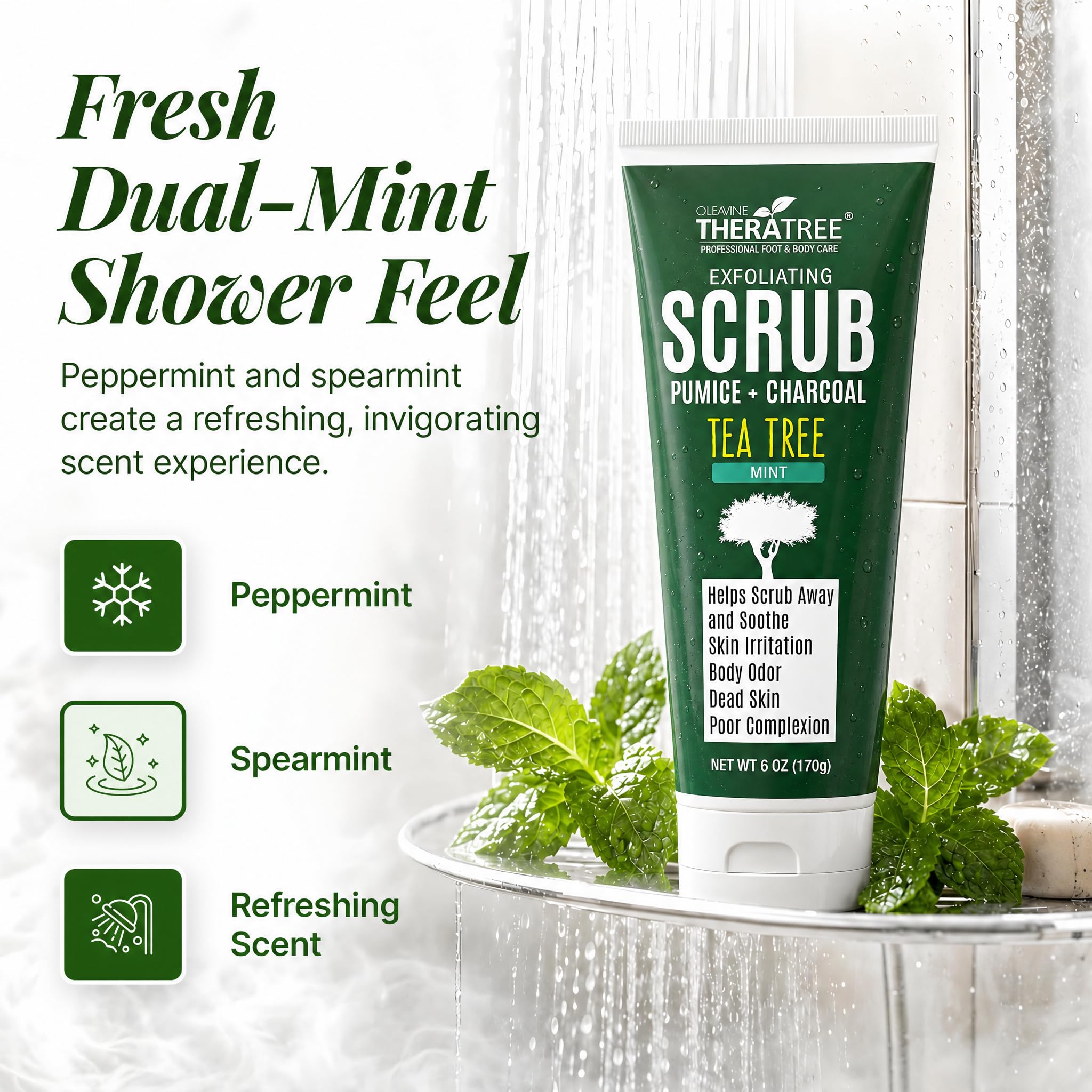 Oleavine TheraTree Tea Tree Oil Exfoliating Scrub, Pumice & Charcoal - Oleavine Official Product View 6