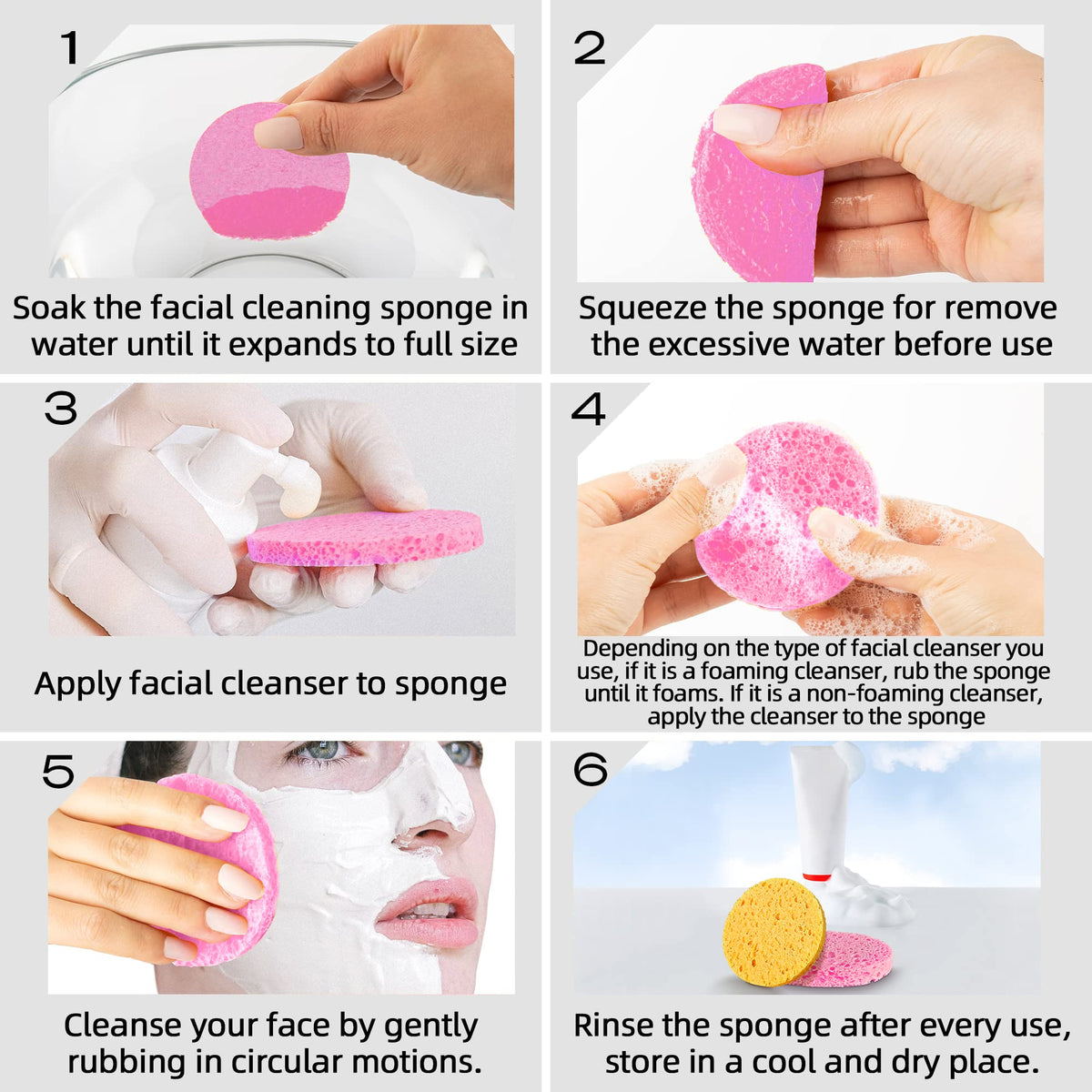50 Count Compressed Facial sponges for Daily Facial Cleaning - kickleen Official Imagery - 7