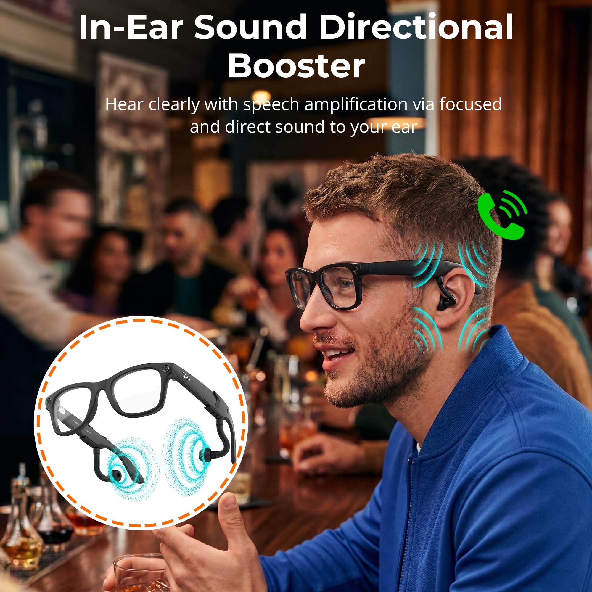 BonFook HiBloks in-Ear Earbuds Sound Tube Booster for Ray-Ban Met by BonFook - Angle View 2