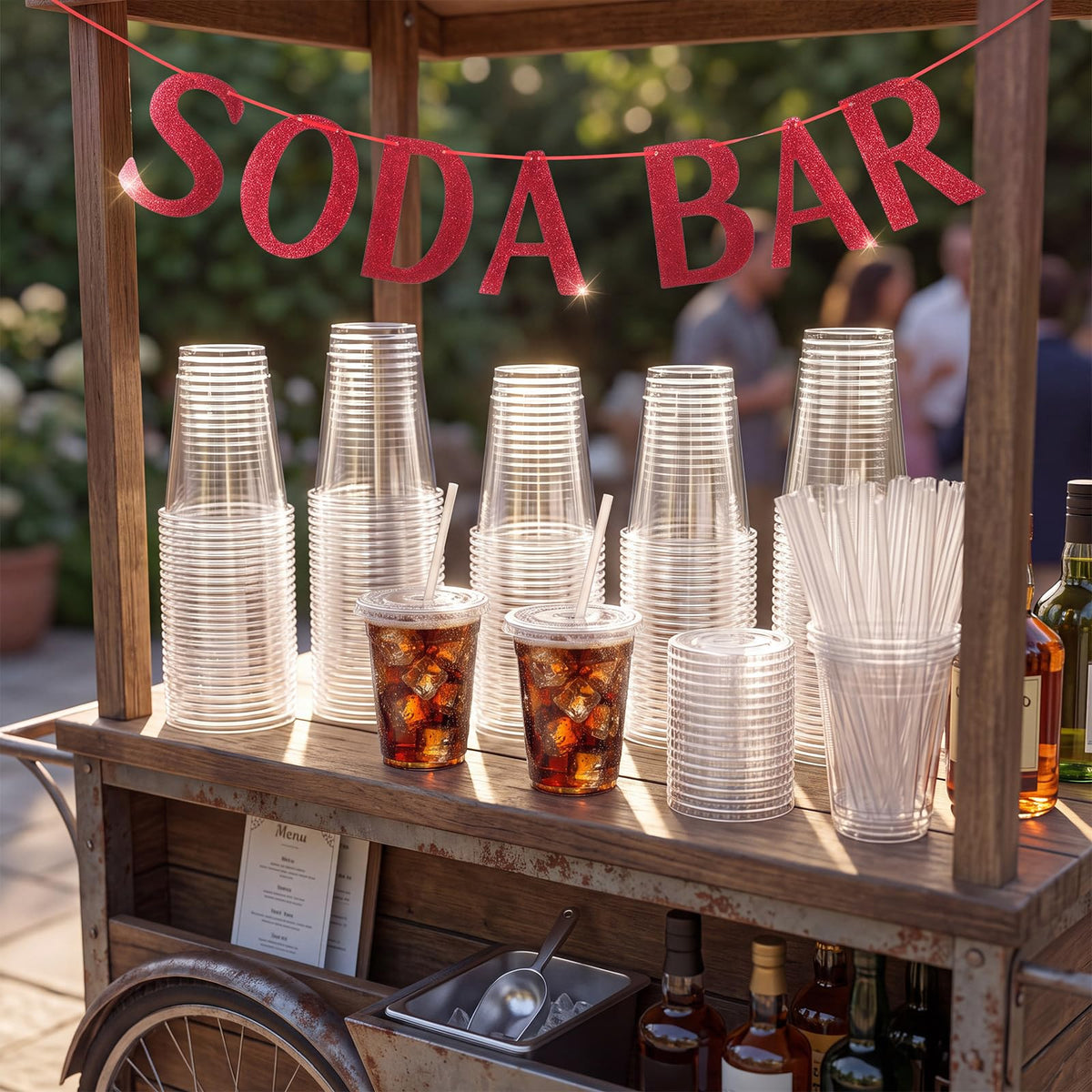 Soda Bar Party Supplies Set 50 Set 12oz Disposable Clear - Thenshop Official Imagery - 5