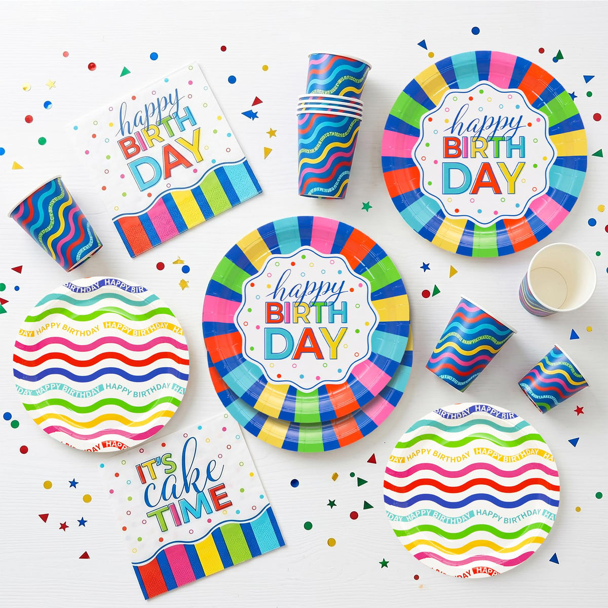 Happy Birthday Party Supplies Colorful Waves Birthday - DYLIVeS Official Imagery - 6