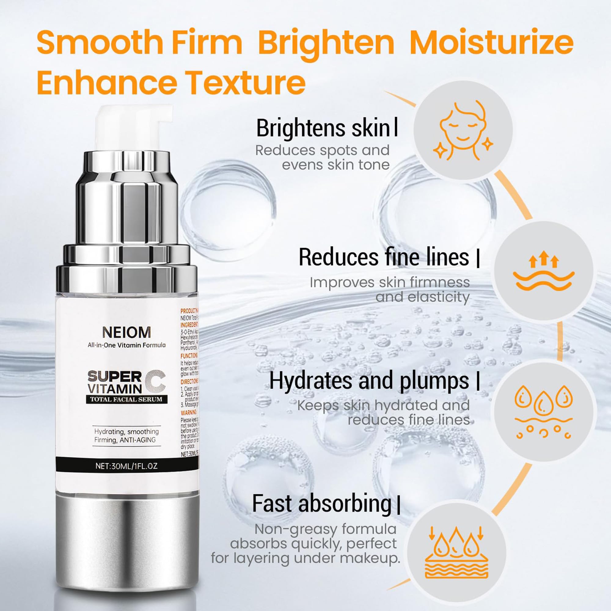 Super Vitamin C Face Serum for Women over 70 Anti Aging 1 fl - NEIOM Official Imagery - 4