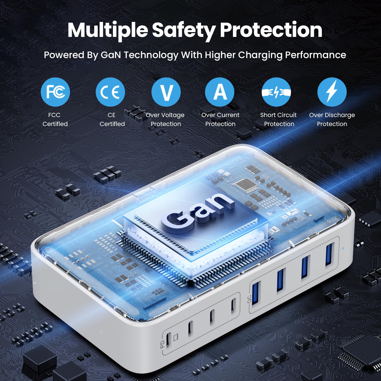 GKUTW USB C Charger 200W USB C Charger Block,Upgraded GaN III 8-P by GKUTW - Angle View 4