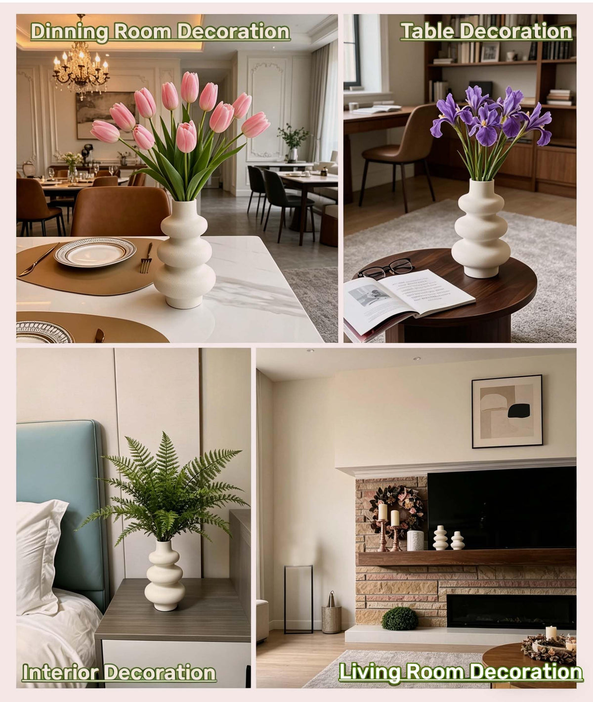 Ceramic Vases Set Boho Home Decor Vase Off White Set of 2 - Steviieden Official Imagery - 8