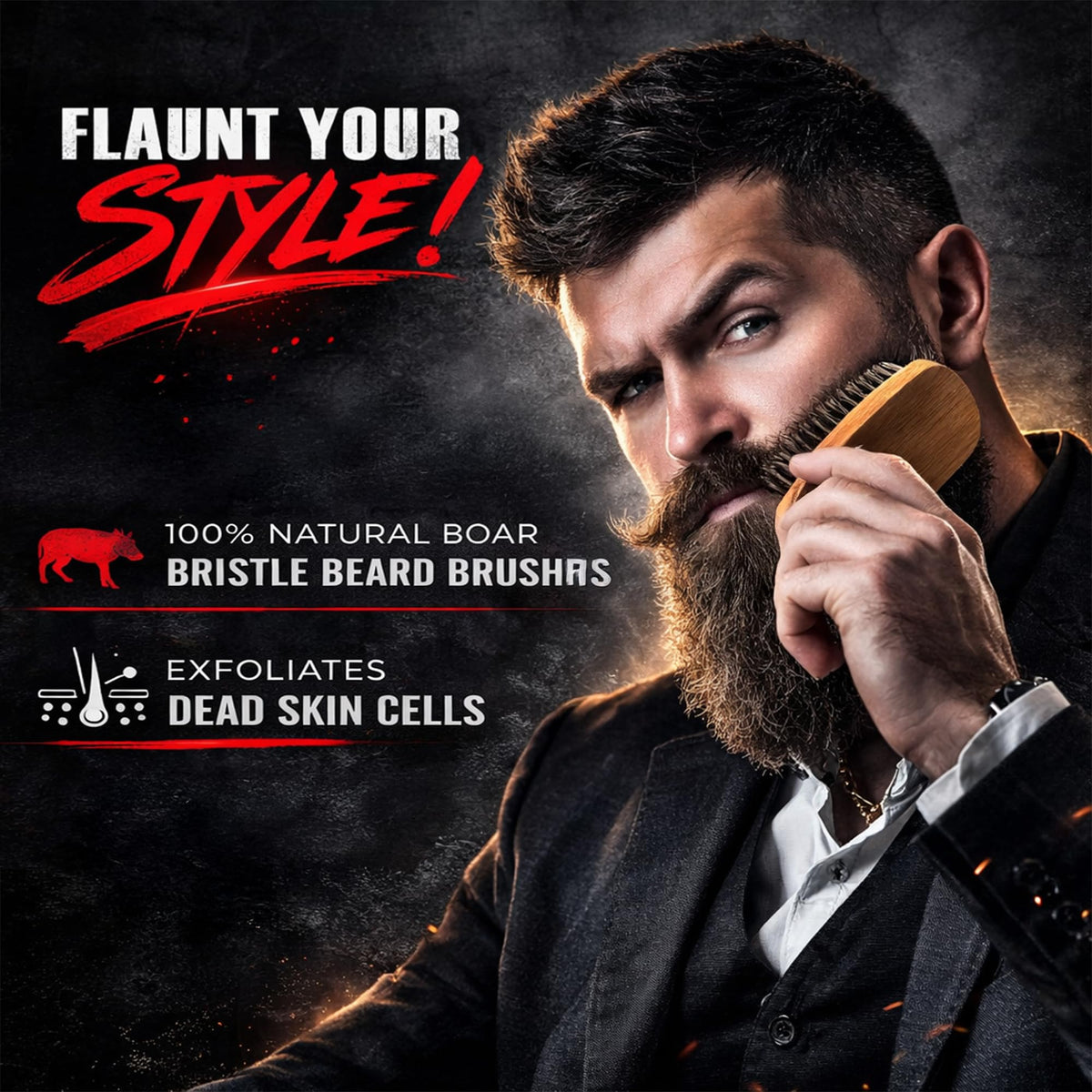 Beard Straightener Grooming Kit for Men Beard Growth Kit - GROW ALPHA BEARD Official Imagery - 7