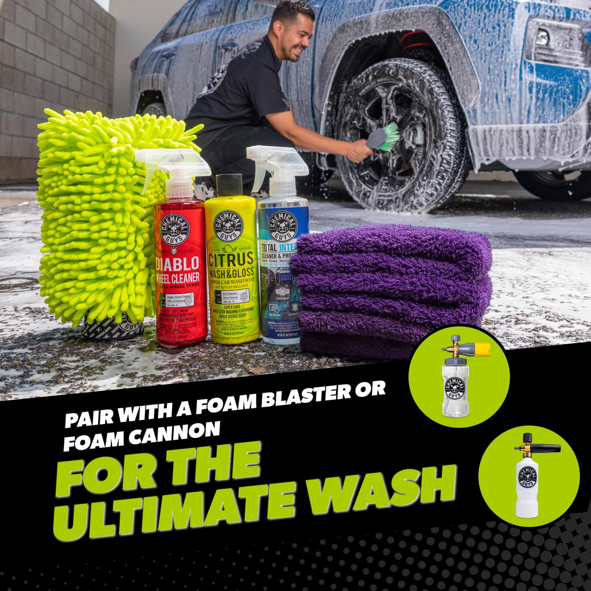 Chemical Guys 7 Piece Car Cleaning Kit Wash Wheel Interior - Chemical Guys Official Imagery - 7